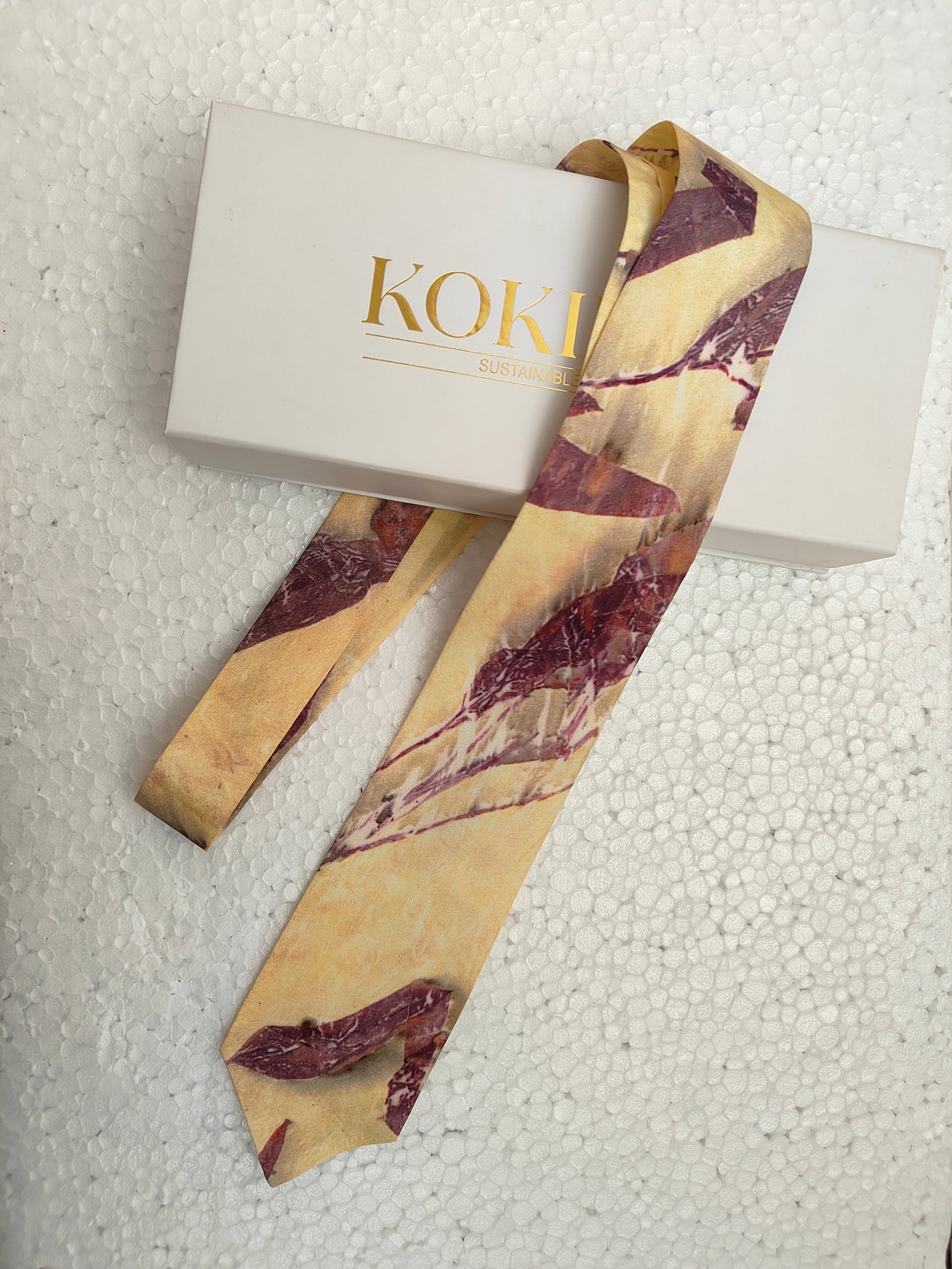 Marigold Ecoprinted Pure Silk Tie and Pocket Square