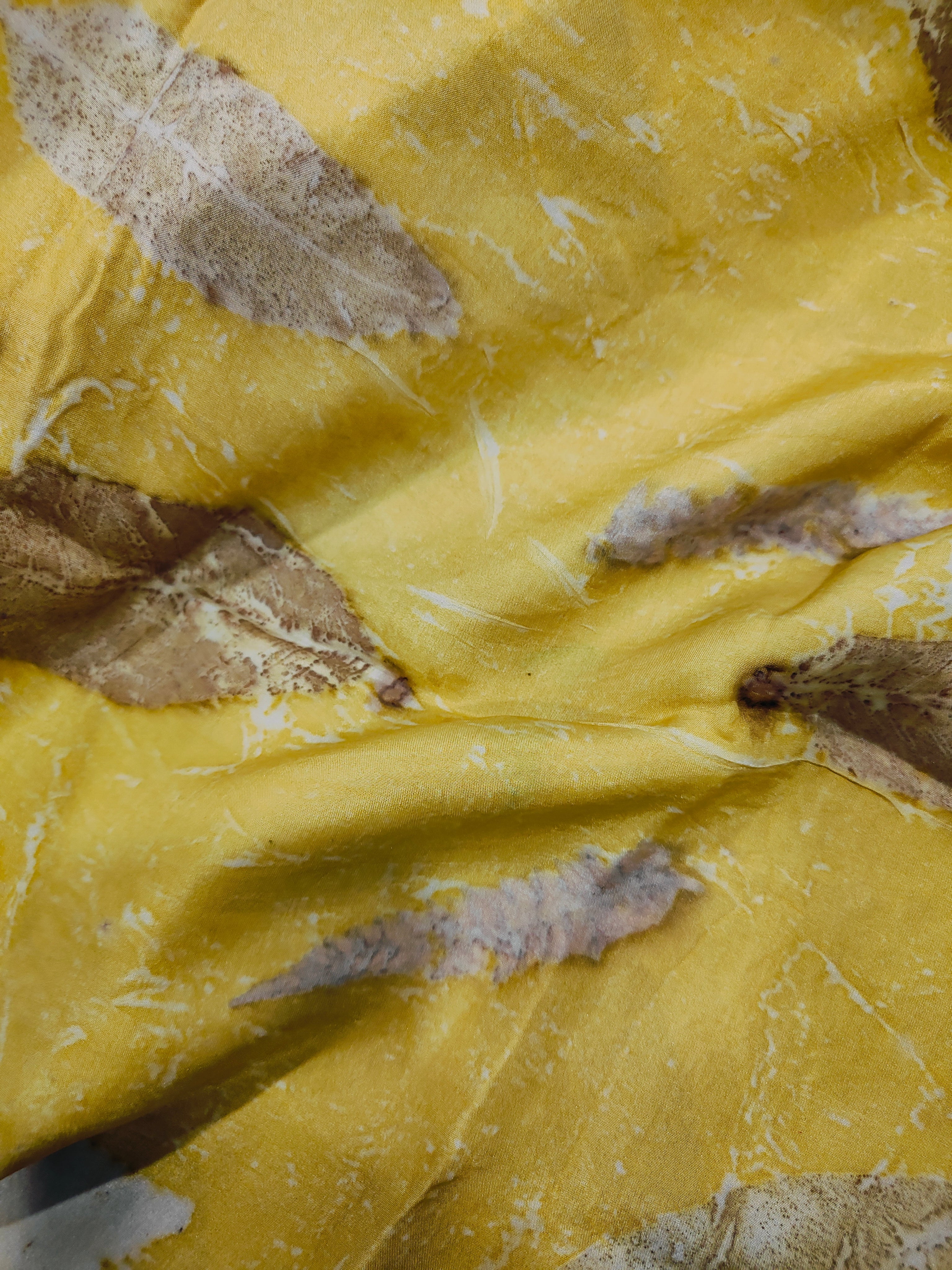 Marigold Pure Silk Ecoprinted Fabric