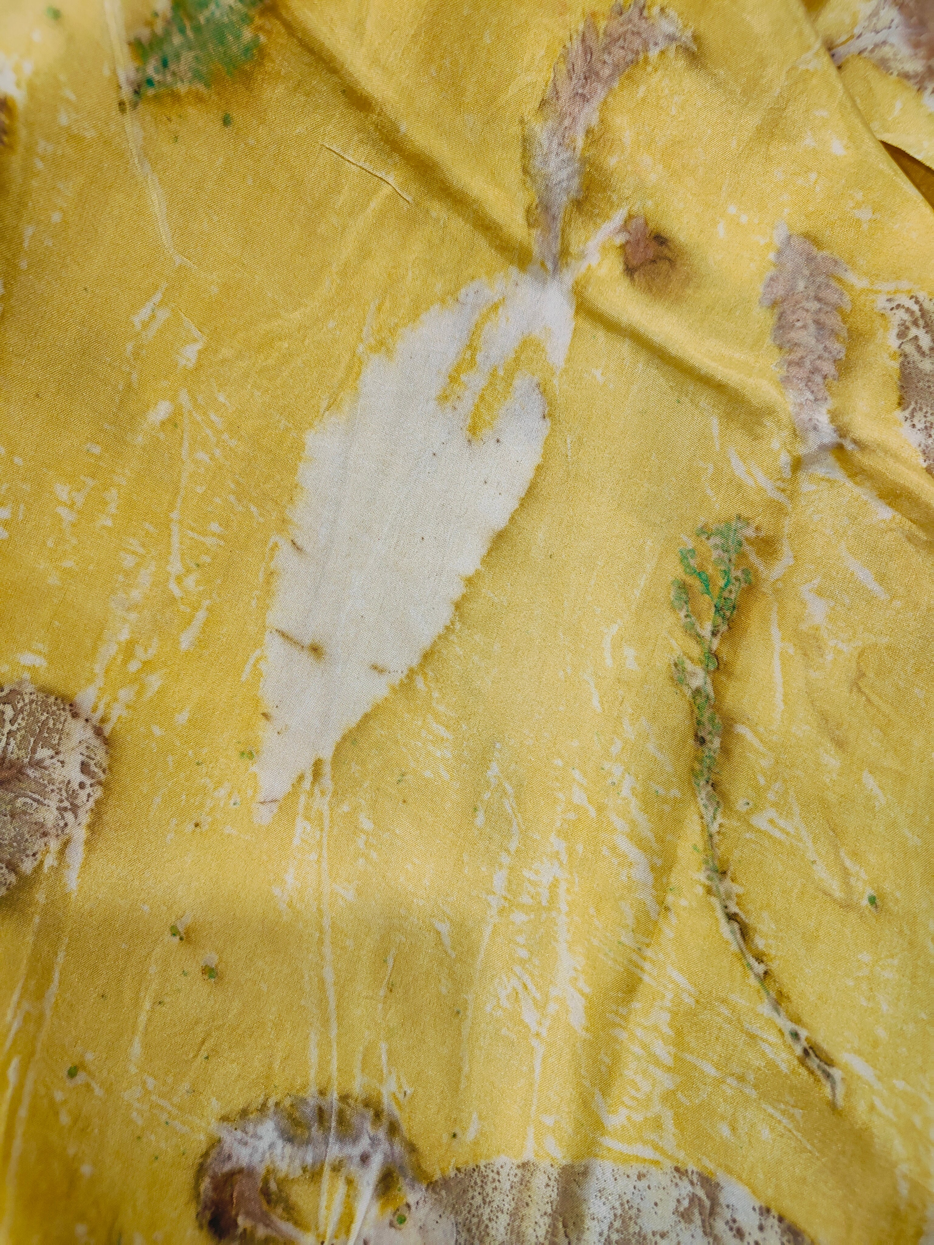 Marigold Pure Silk Ecoprinted Fabric