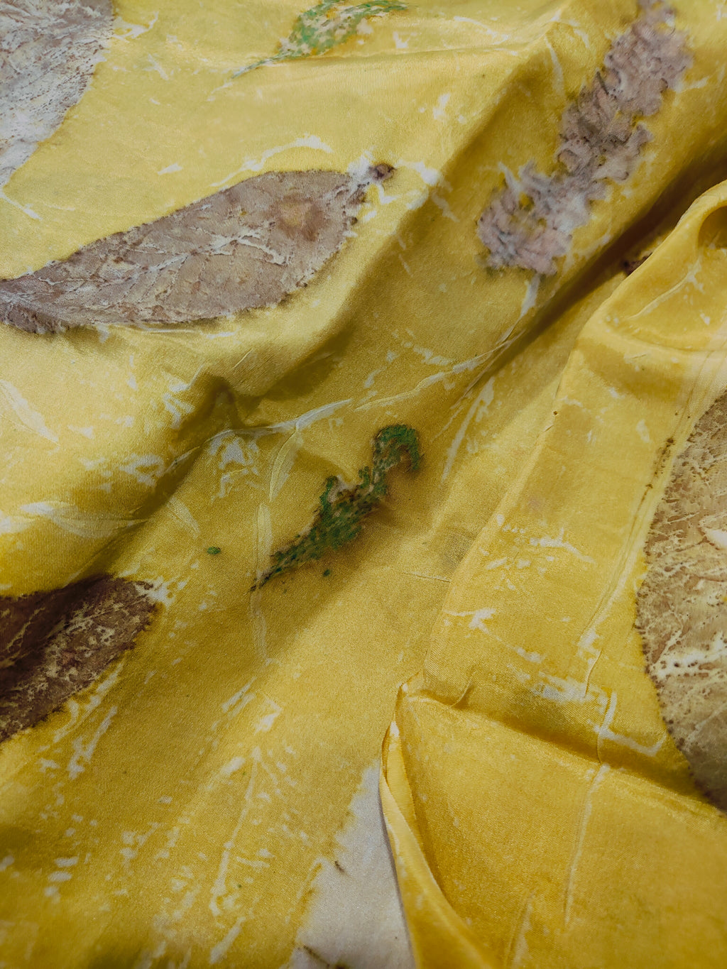 Marigold Pure Silk Ecoprinted Fabric