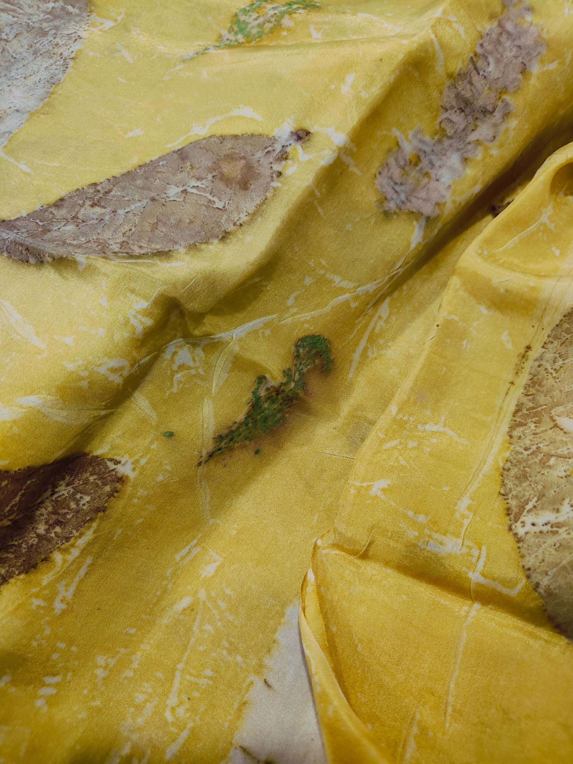 Marigold Pure Silk Ecoprinted Fabric