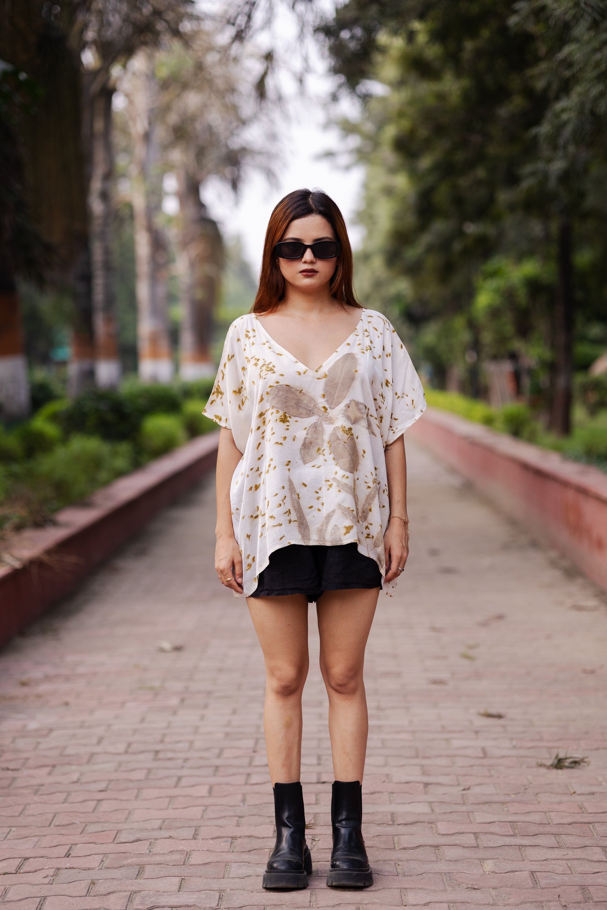 Marigold dotted Modal Flared Top