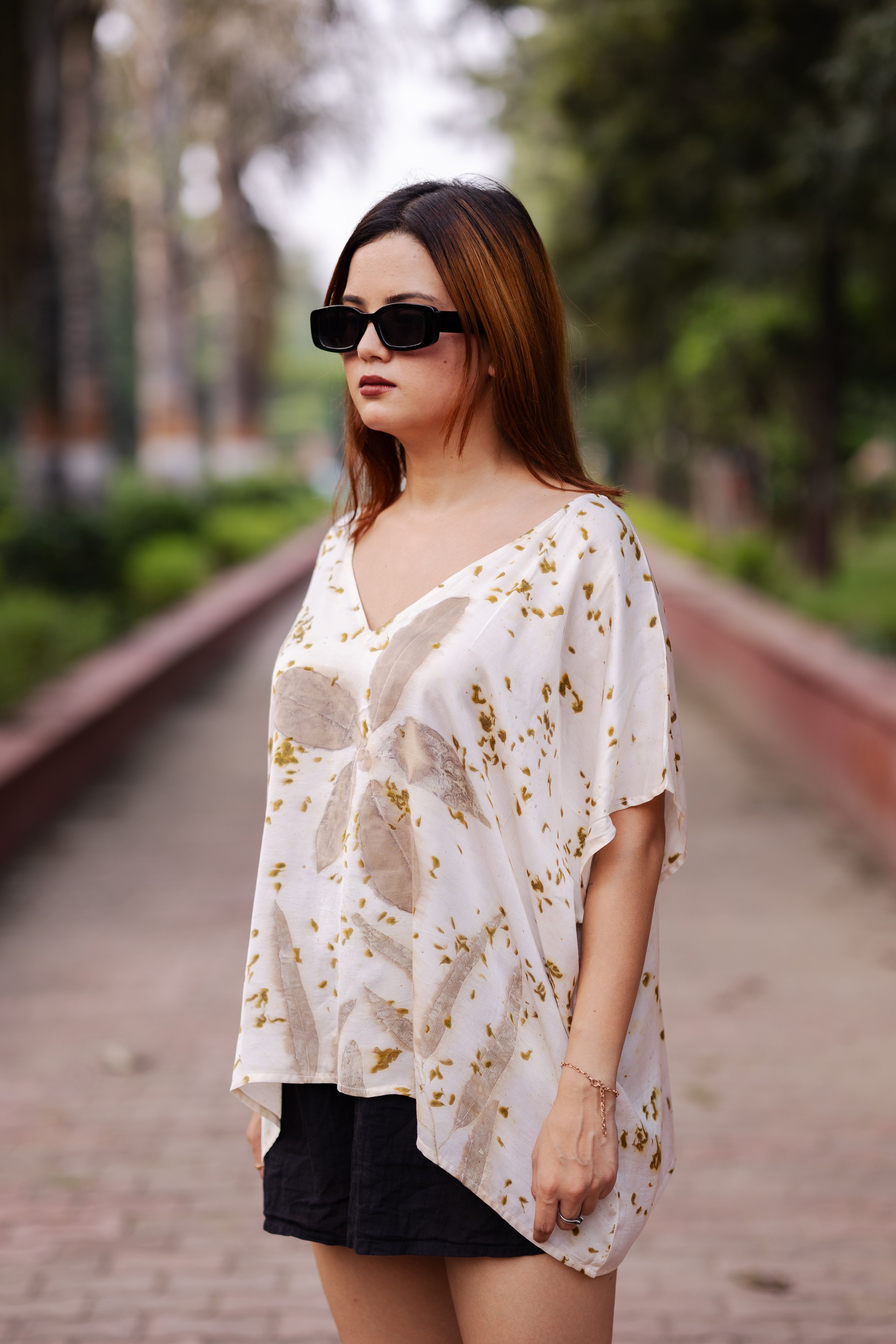 Marigold dotted Kaftan Flared Top