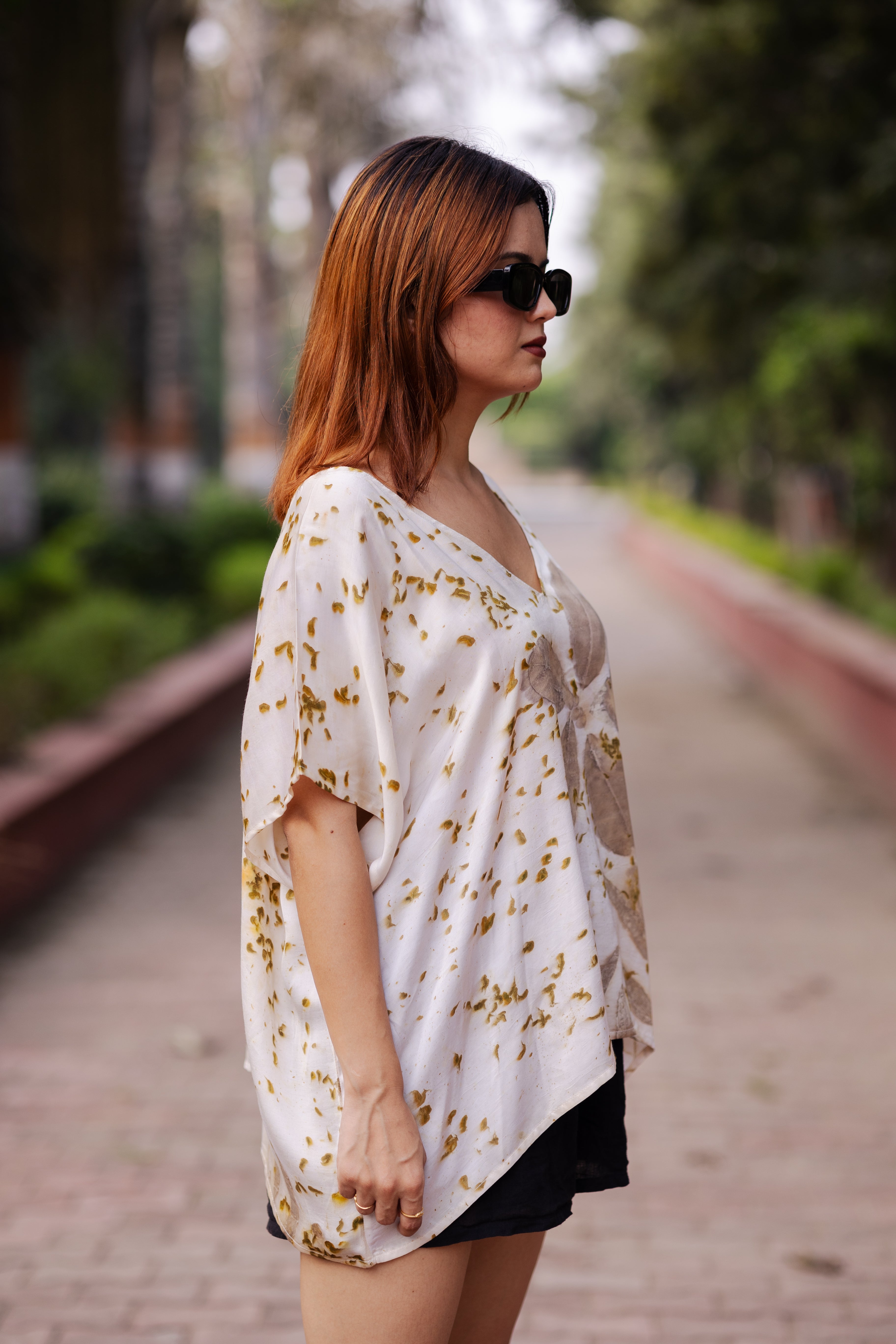 Marigold dotted Kaftan Flared Top