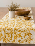 Handcrafted marigold dyed table runner naturally dyed for sustainable dining table décor