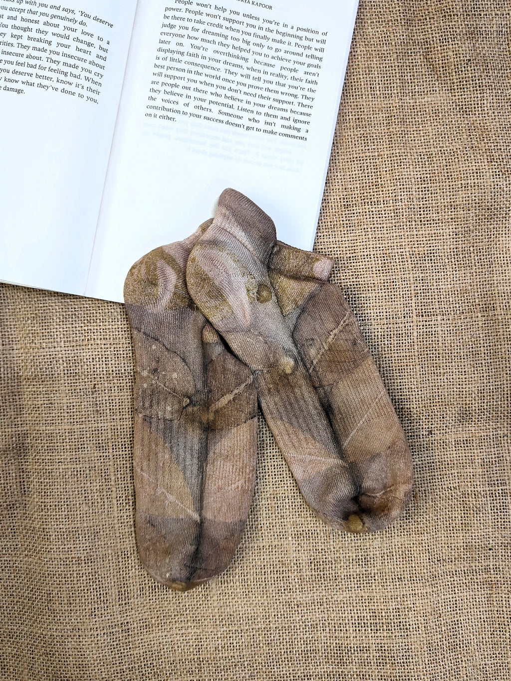 Mocha Ecoprinted Pure Cotton Socks