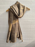 Mocha Mousse Ecoprinted Pure Silk Scarf