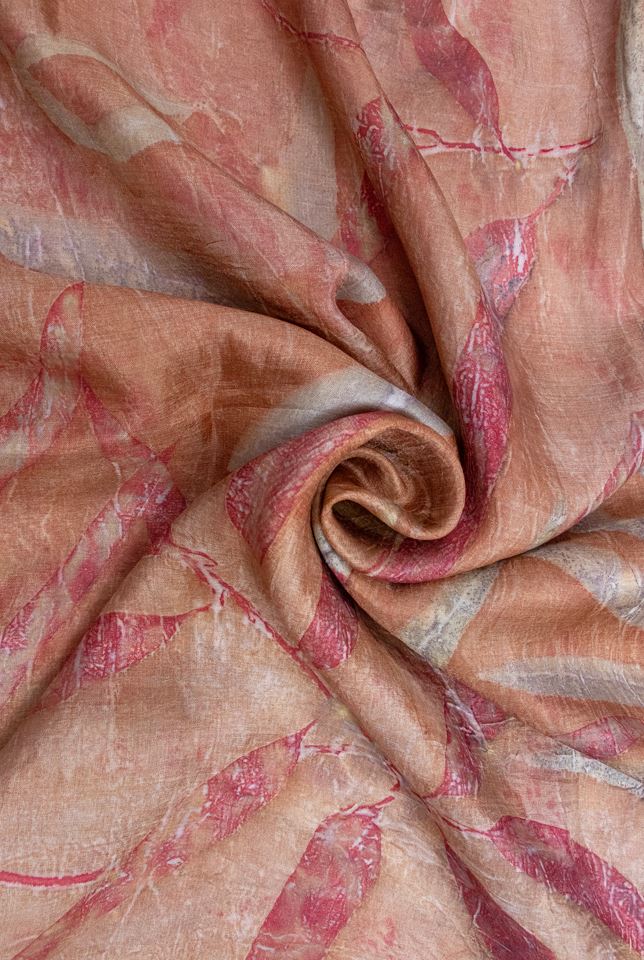 Mocha Mousse Botanical Pure Silk Scarf