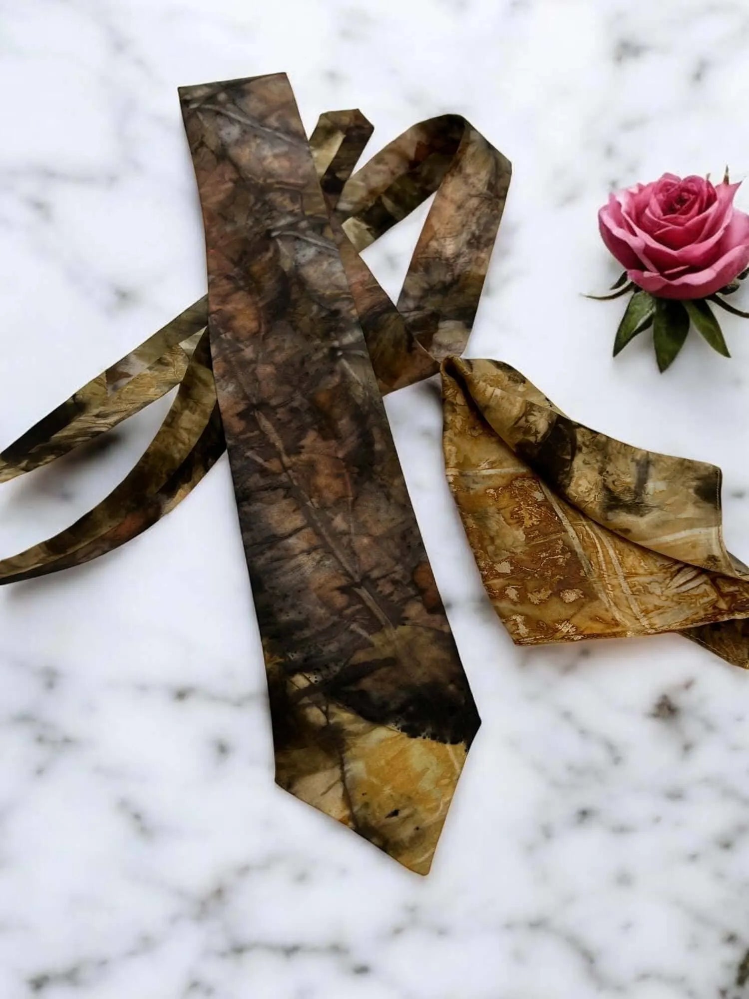 Mozart Harmony Ecoprinted Pure Silk Tie and Pocket Square