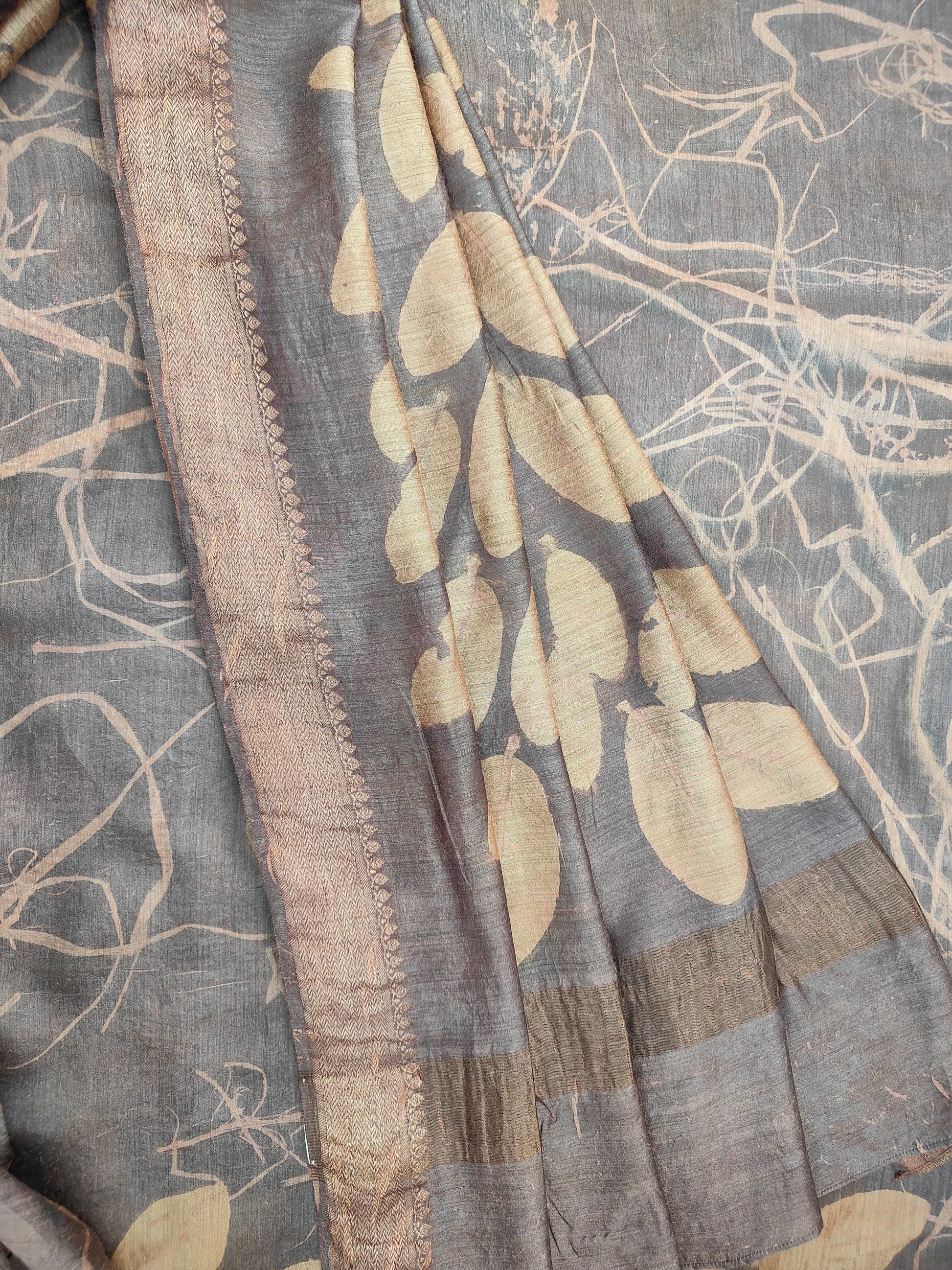 Emerald Elegance Muga Silk Saree