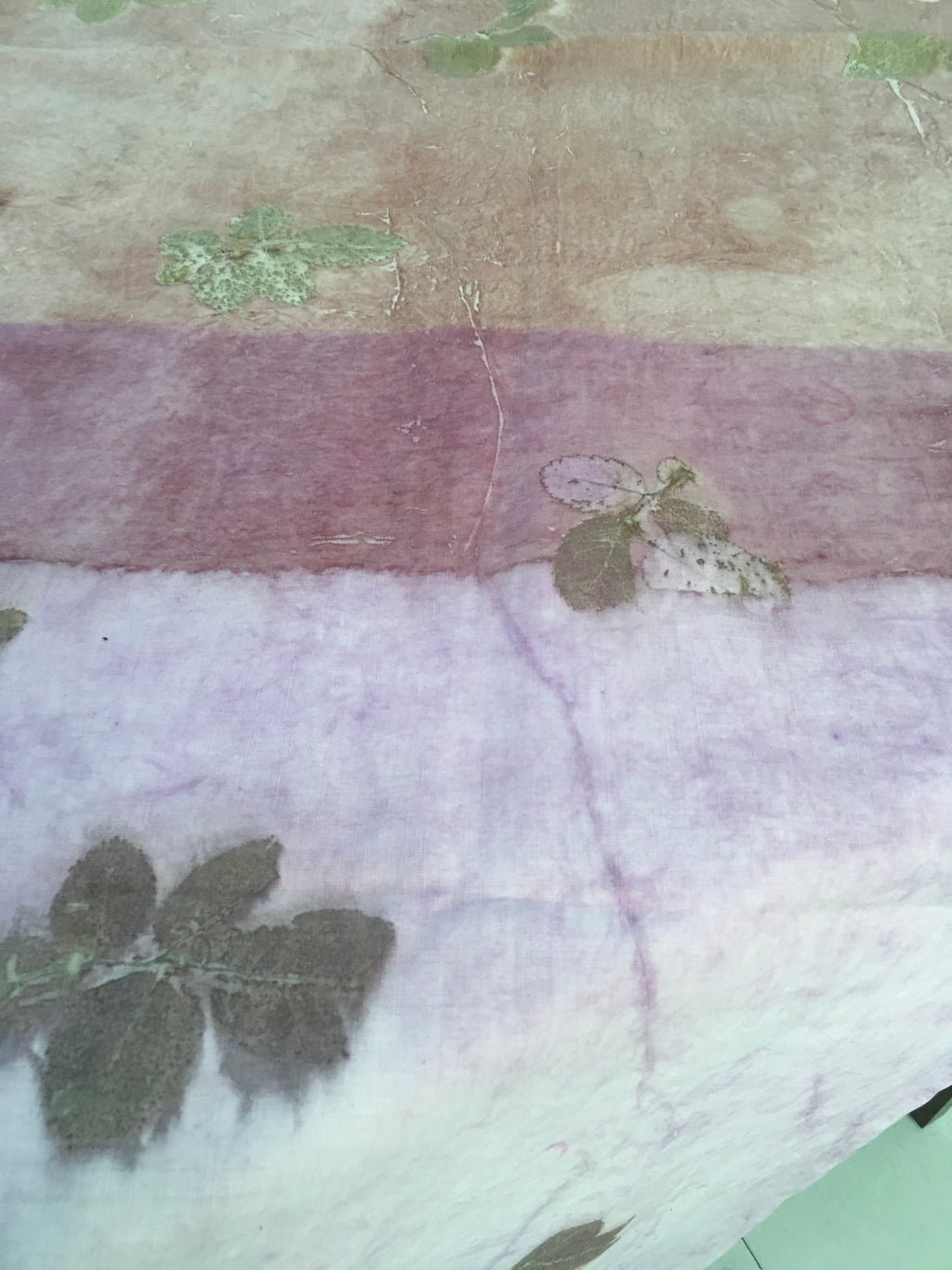Multicolor Linen Blend Ecoprinted Fabric