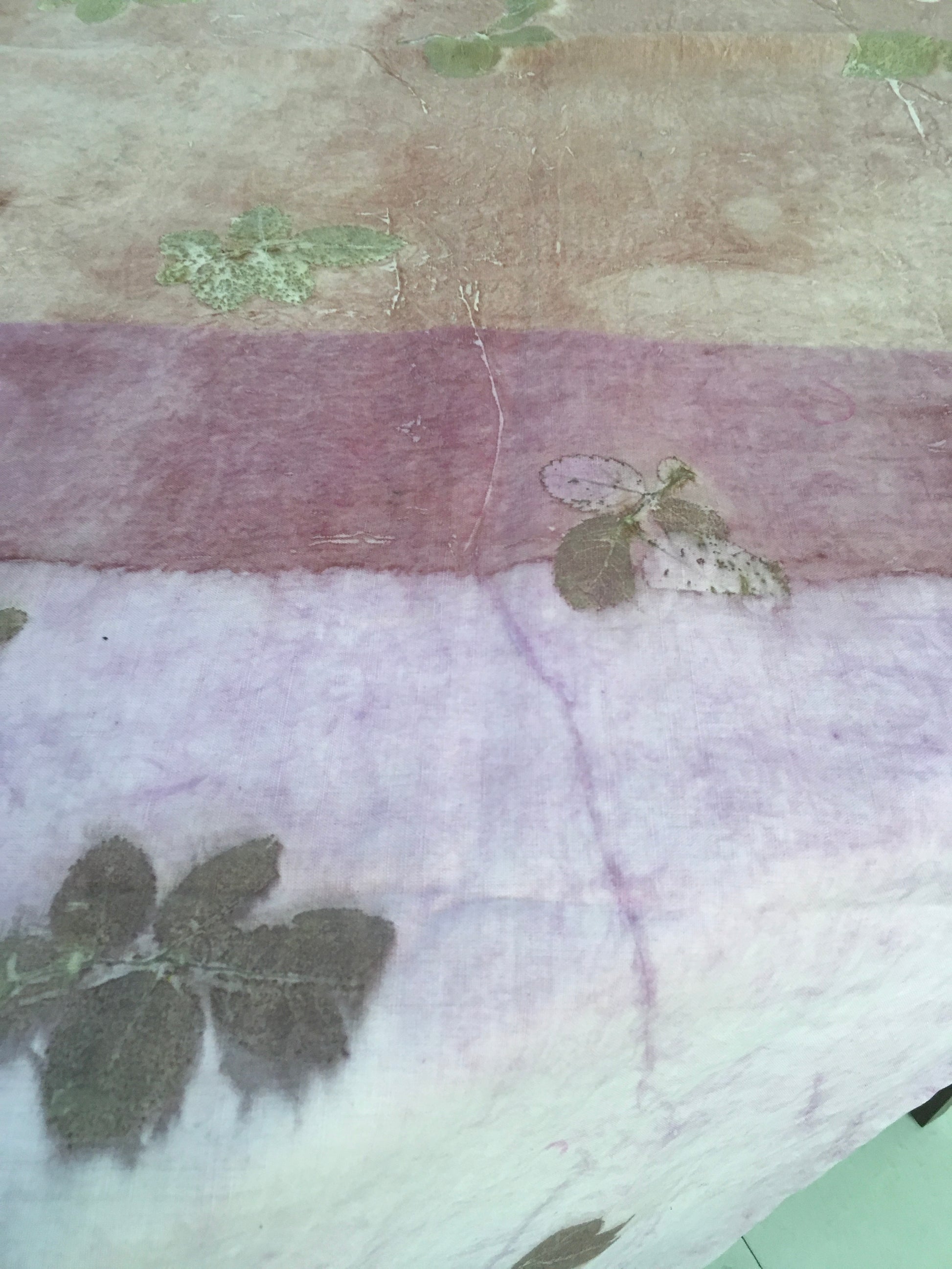Multicolor Linen Blend Ecoprinted Fabric