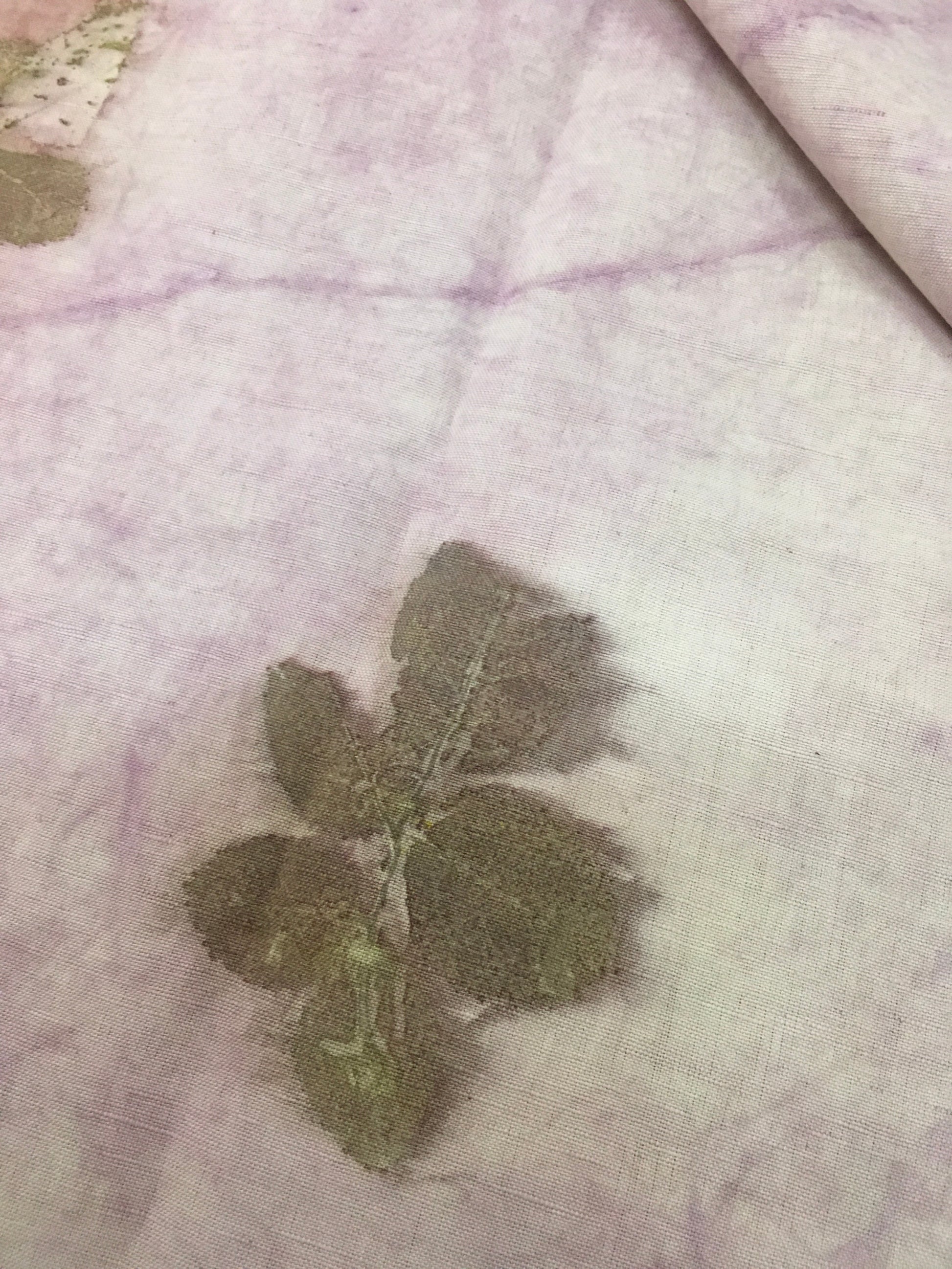 Multicolor Linen Blend Ecoprinted Fabric