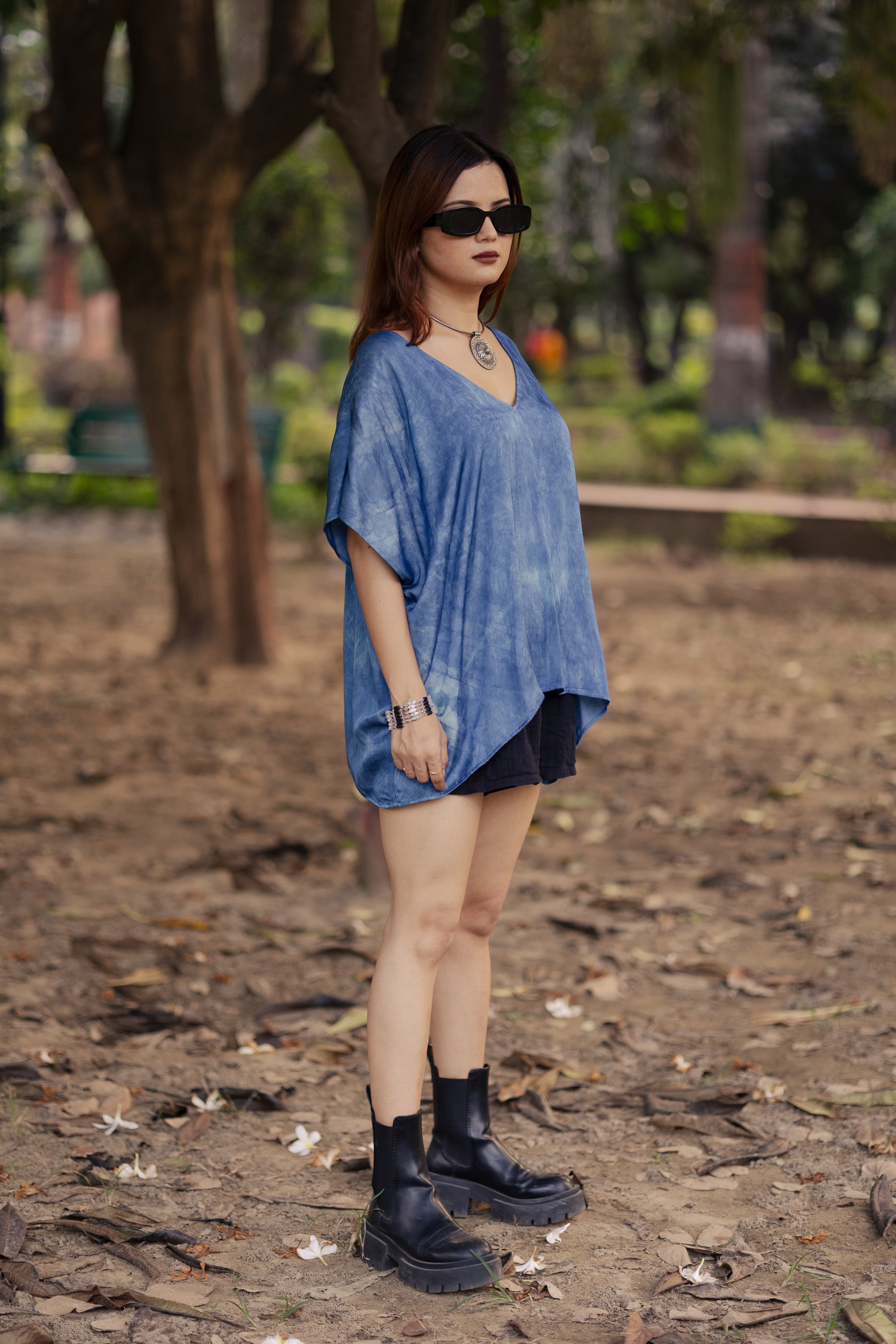 Ocean Blue Kaftan Flared Top