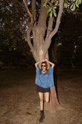 Ocean Blue Kaftan Flared Top
