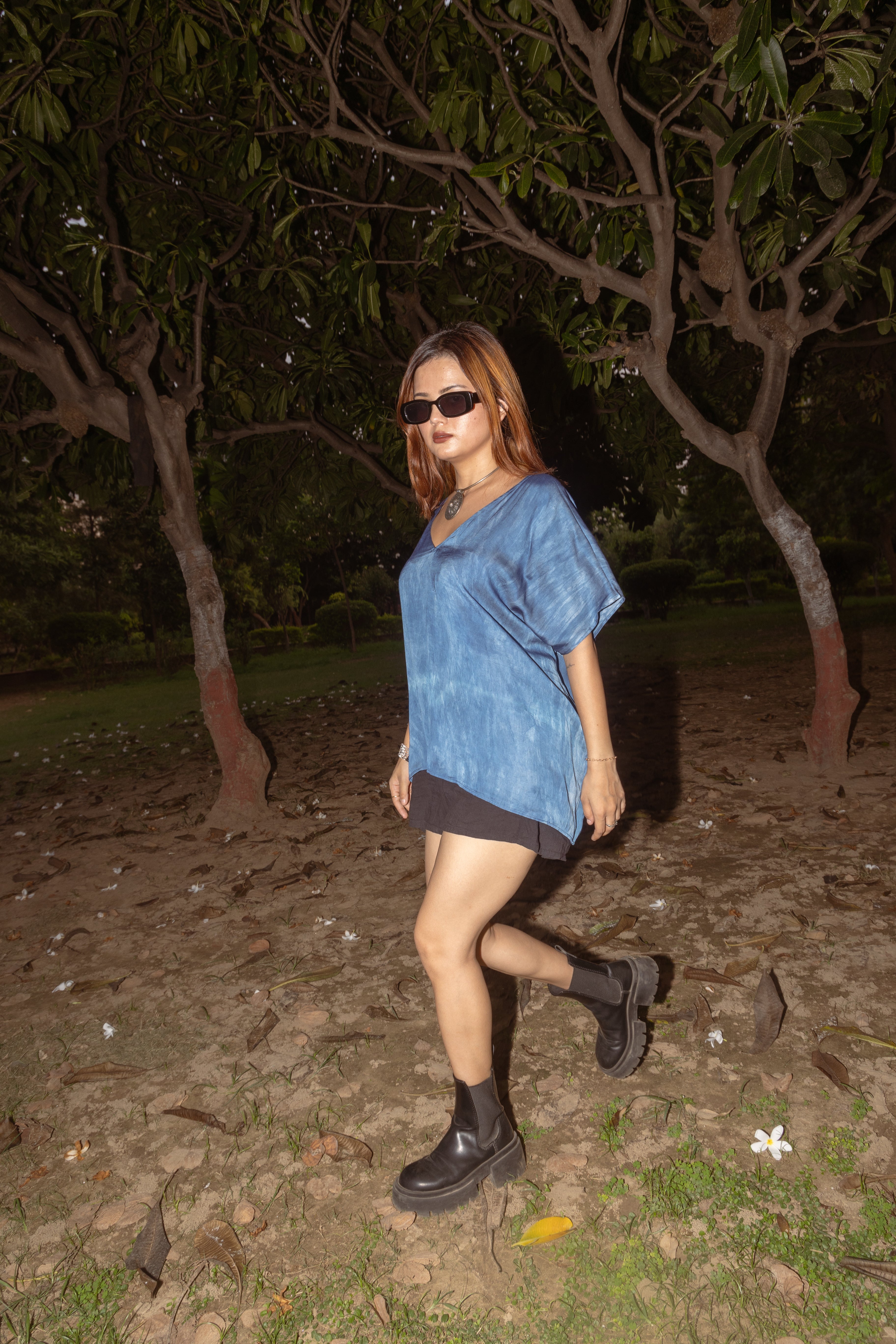 Ocean Blue Kaftan Flared Top