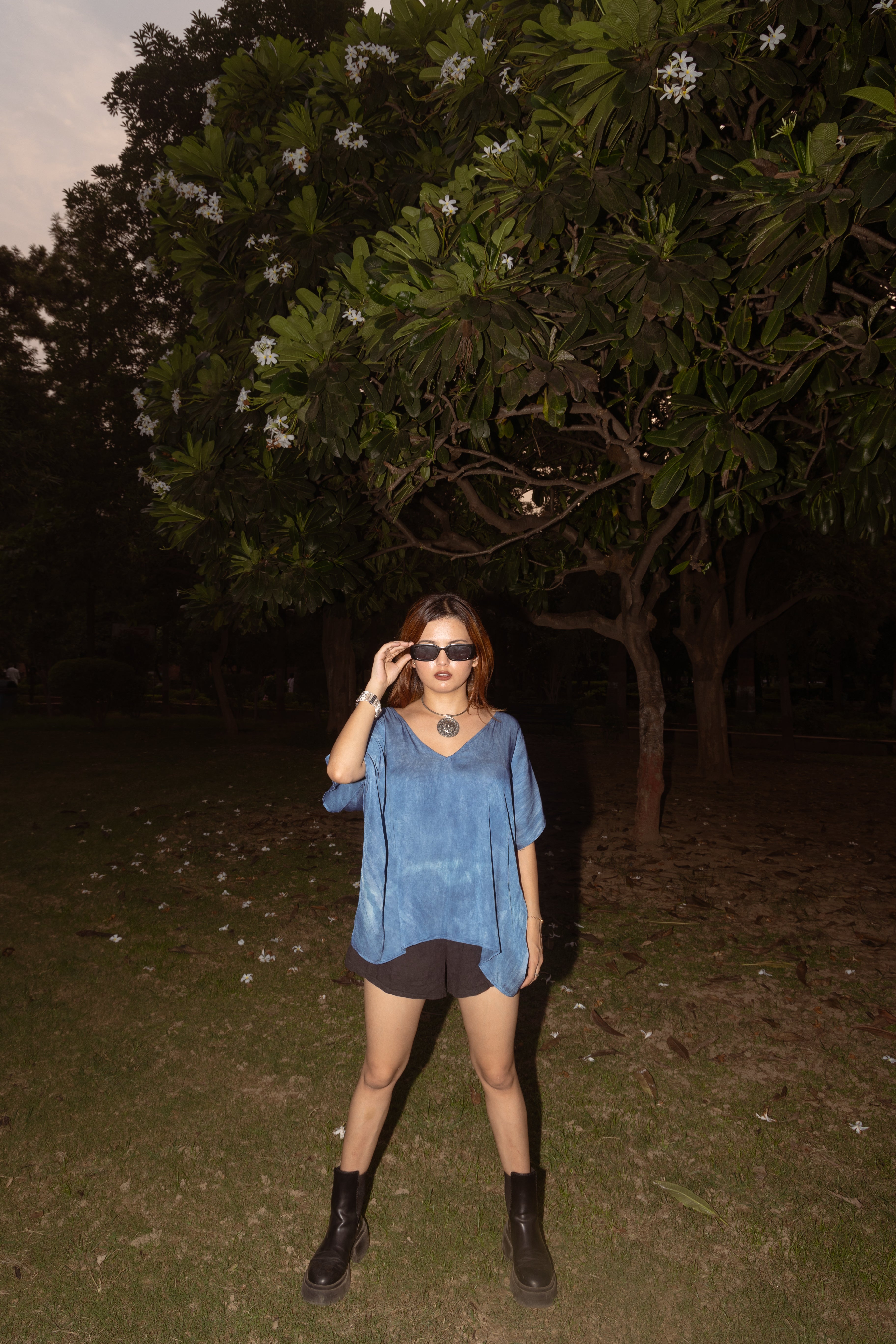 Ocean Blue Kaftan Flared Top