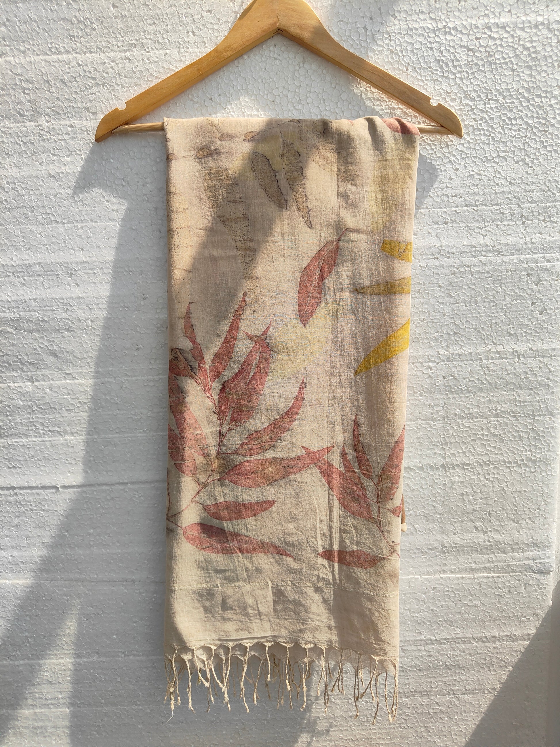 An ecoprinted eucalyptus dupatta