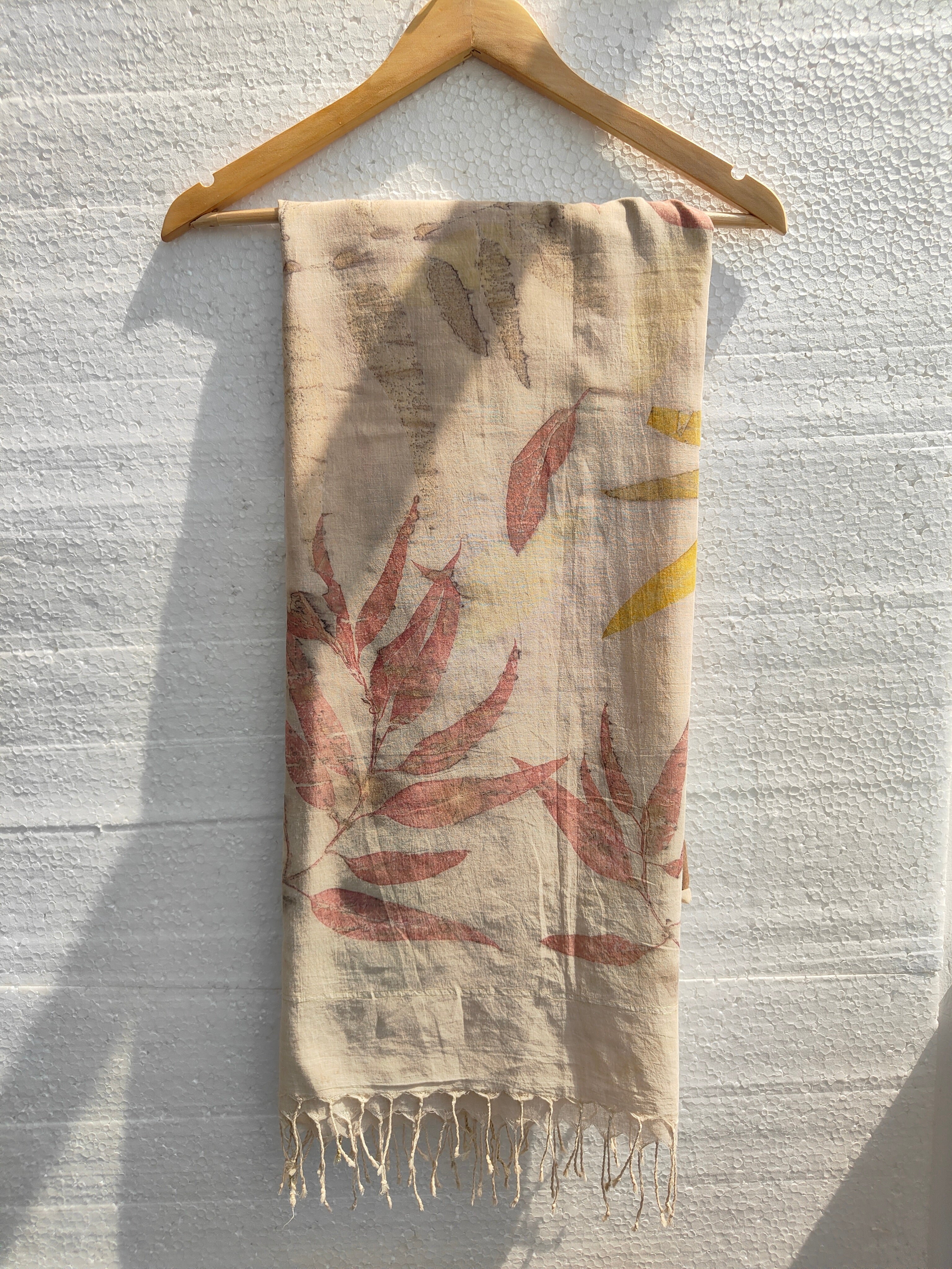 An ecoprinted eucalyptus dupatta