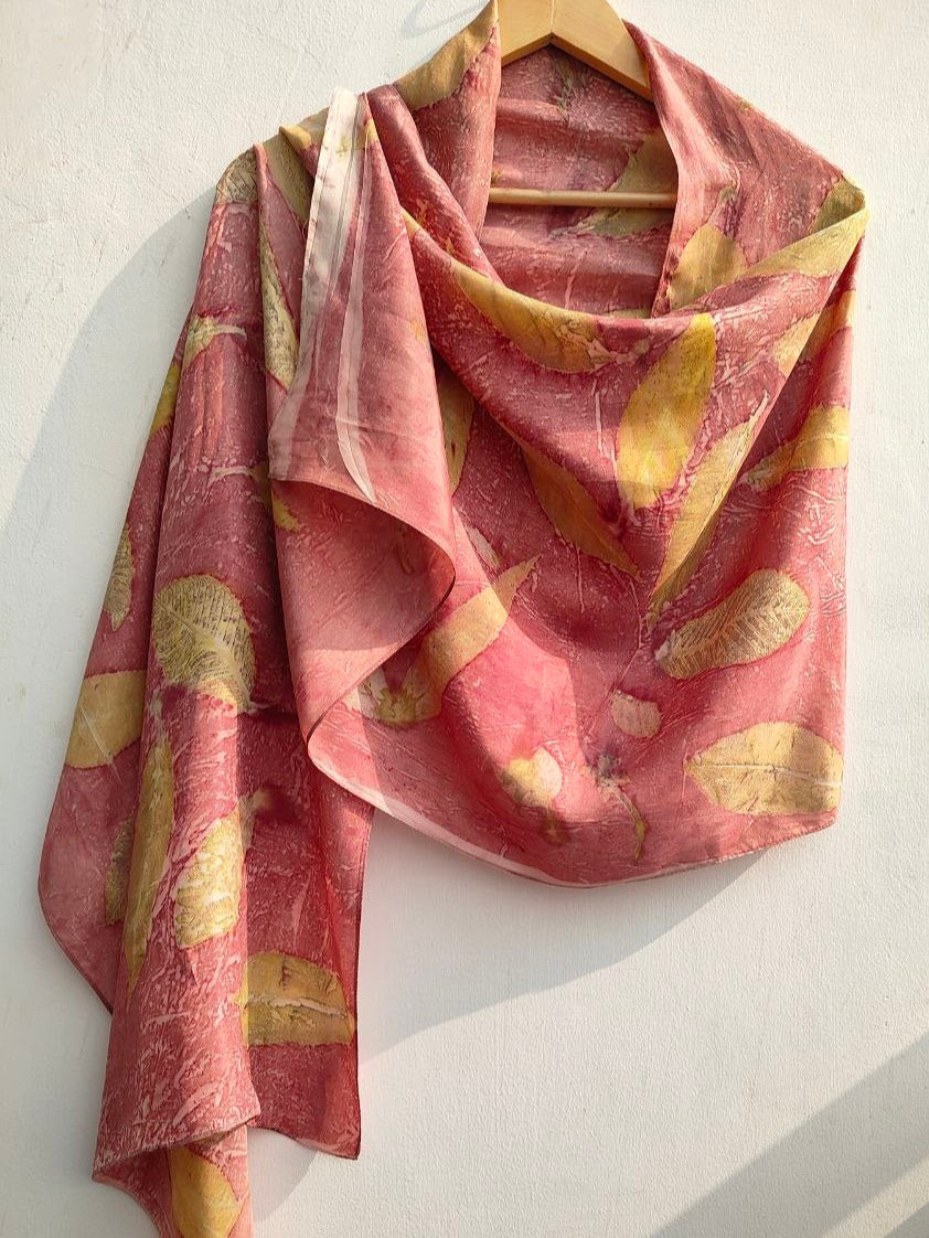 Ecoprinted silk scarf