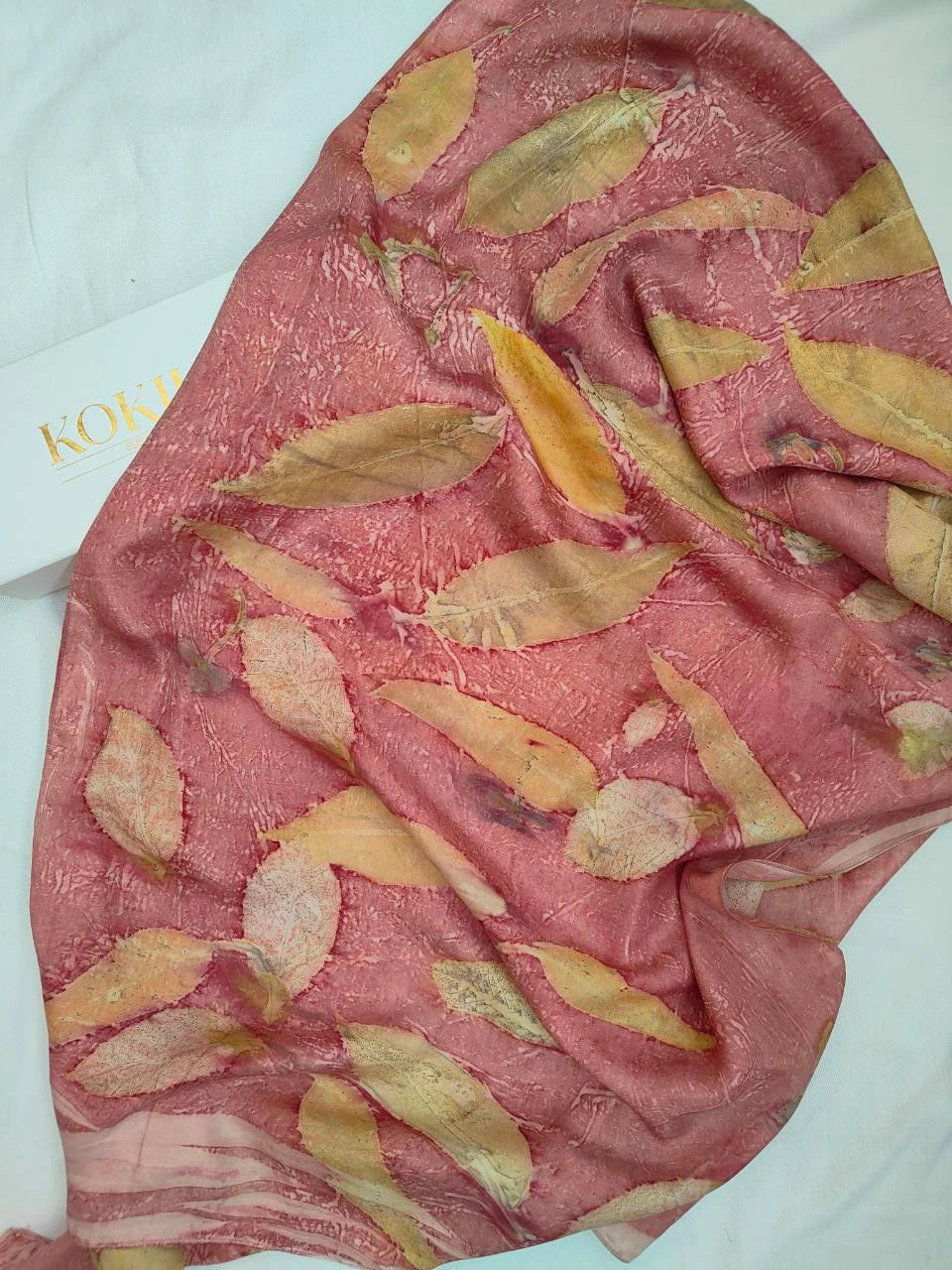 Petunia Blush Ecoprinted Silk Scarf