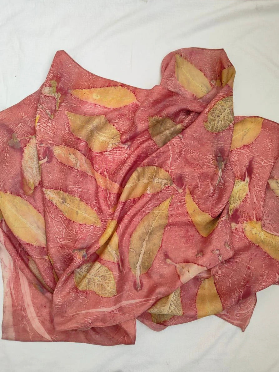 Petunia Blush Ecoprinted Silk Scarf