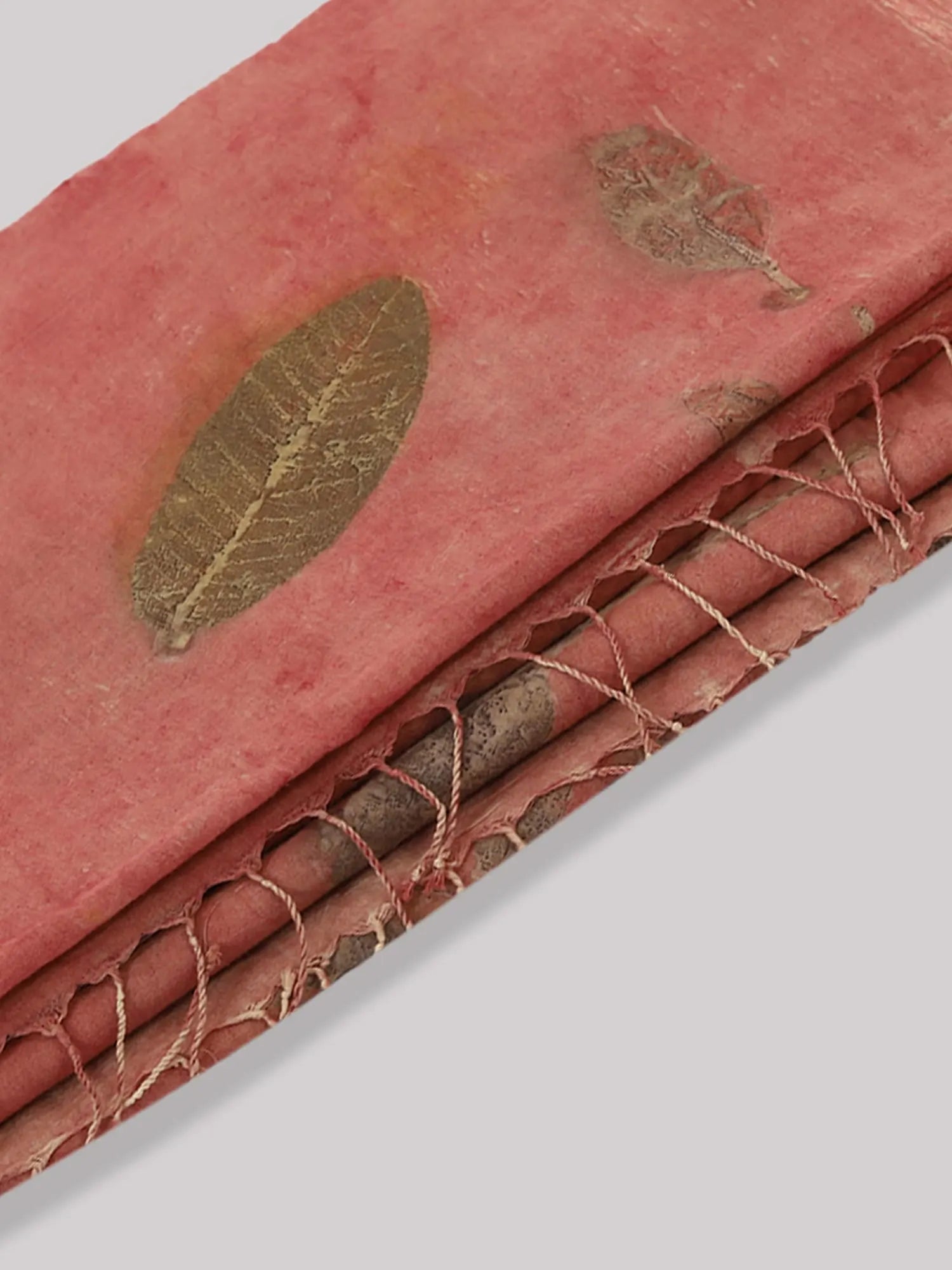 Pink Mulmul Cotton Saree on floor