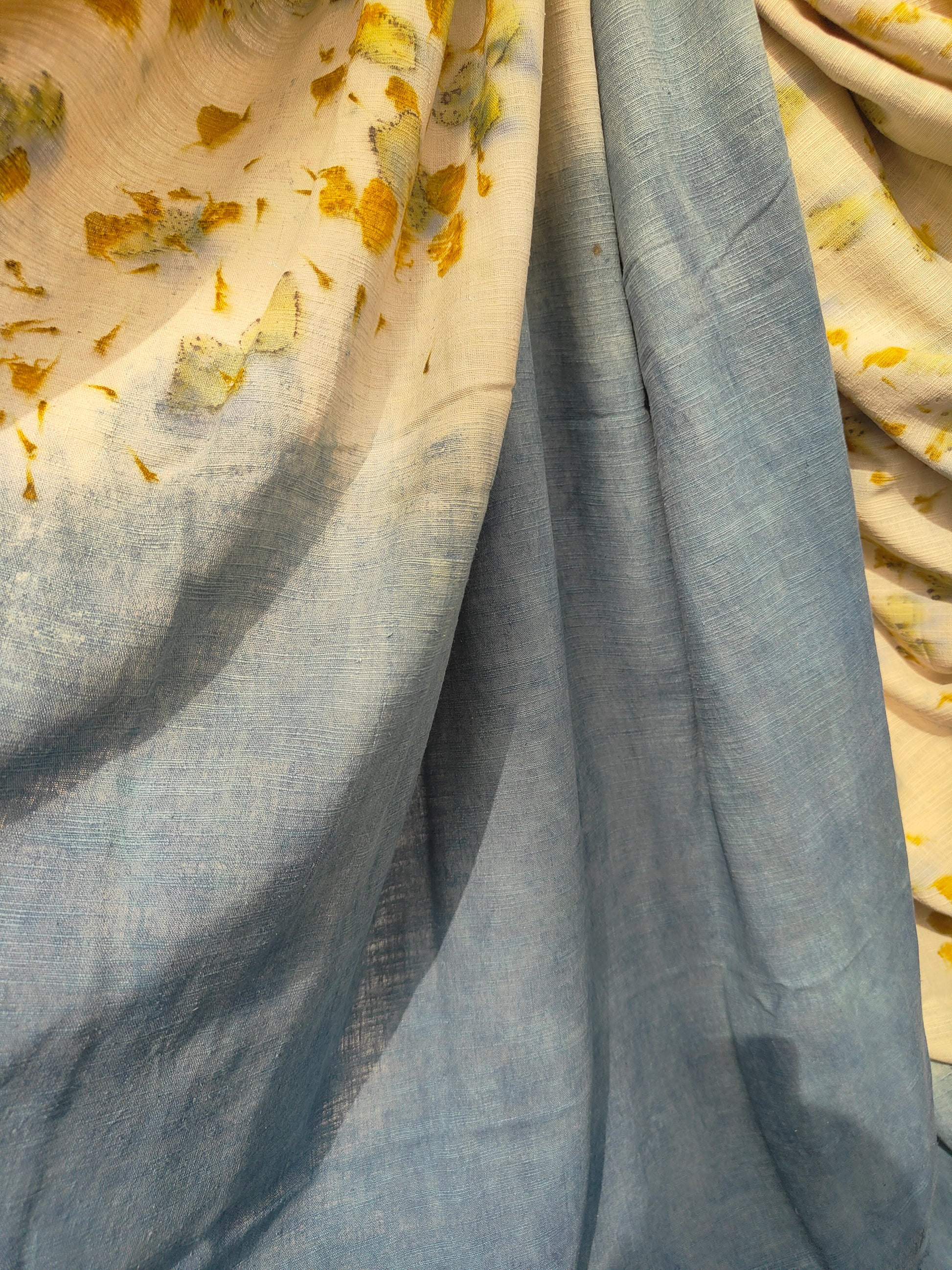 An indigo dyed eri silk scarf