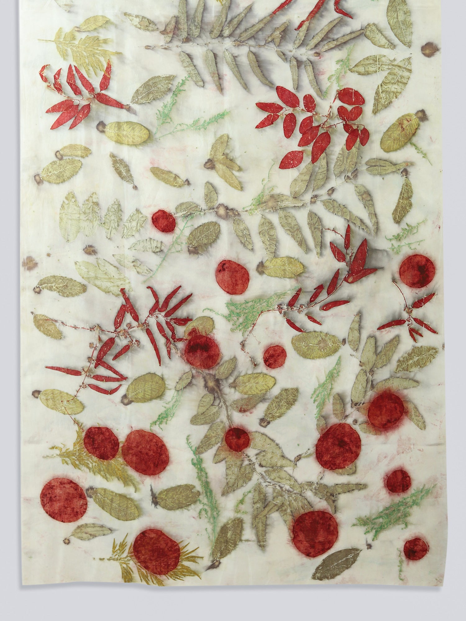 Ecoprinted leaves of eucalyptus jamun & shrubs