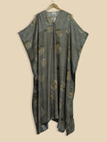 Smoke ecoprinted kaftan on kokikar wall
