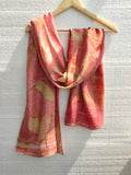 An eco printed pink silk scarf