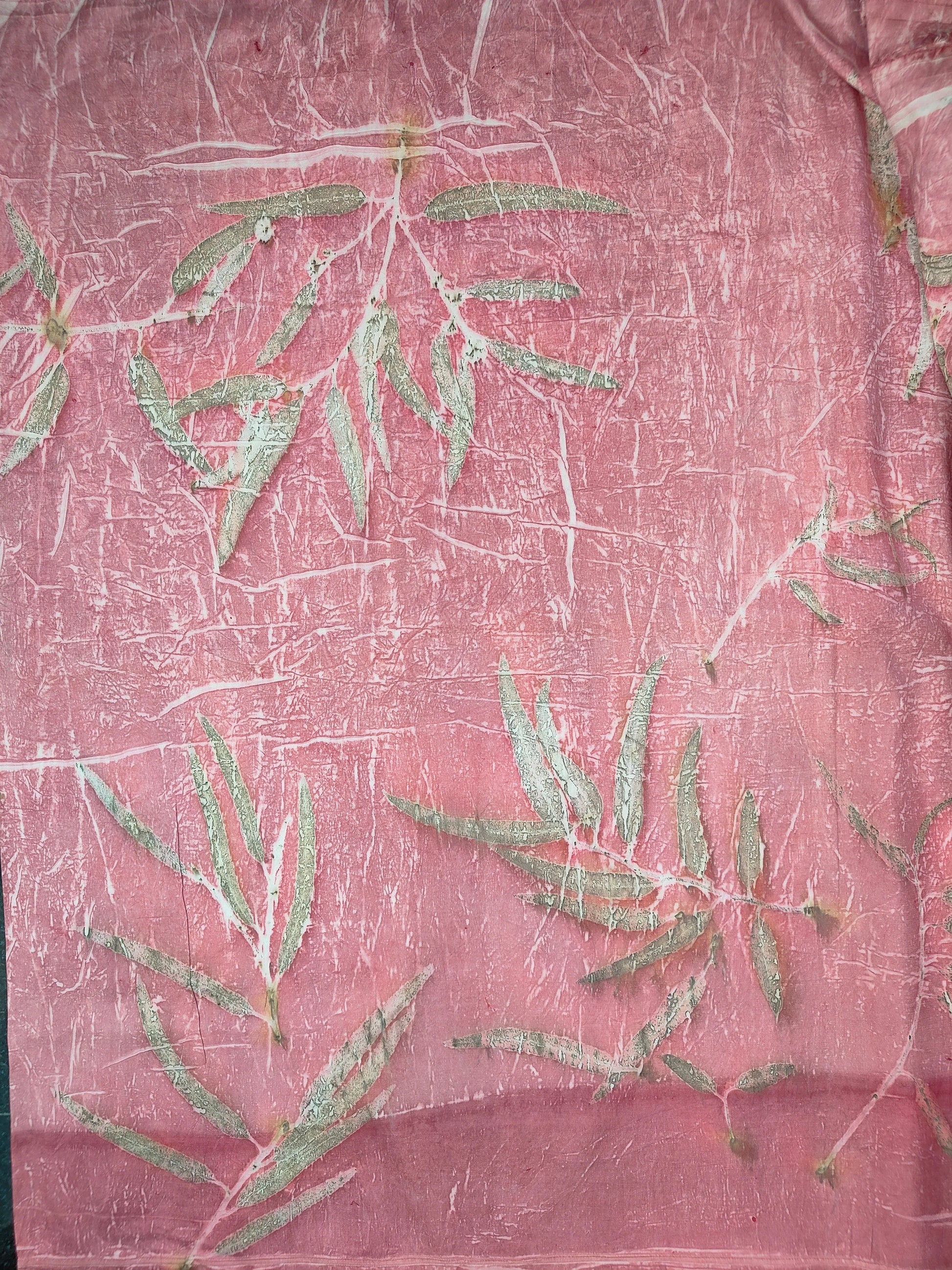 Ruby Radiance ecoprinted Pure Silk Saree fabric