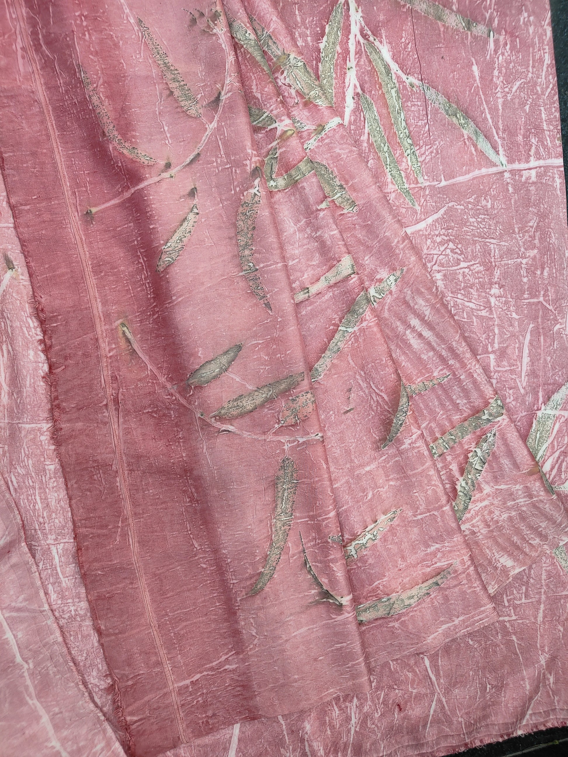 Ruby Radiance ecoprinted Pure Silk Saree 
