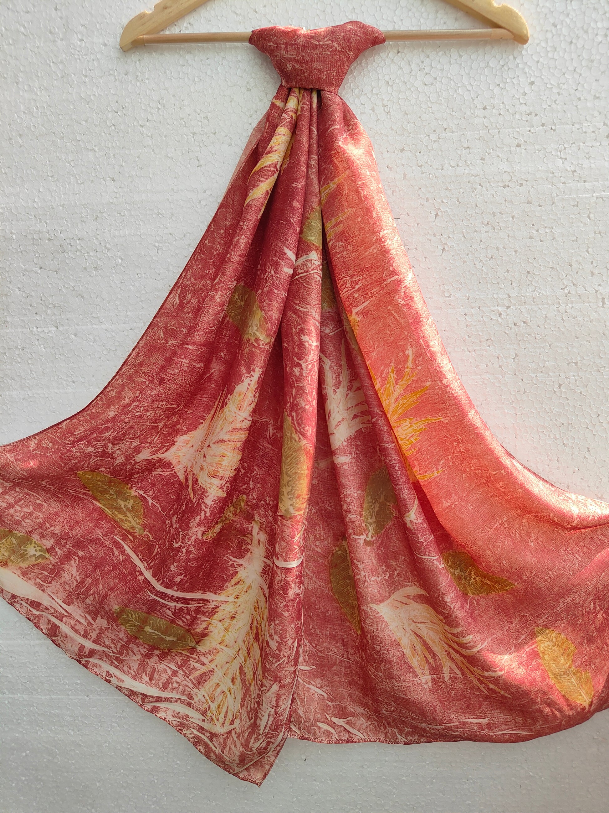 Scarlet Fern Ecoprinted Silk Scarf