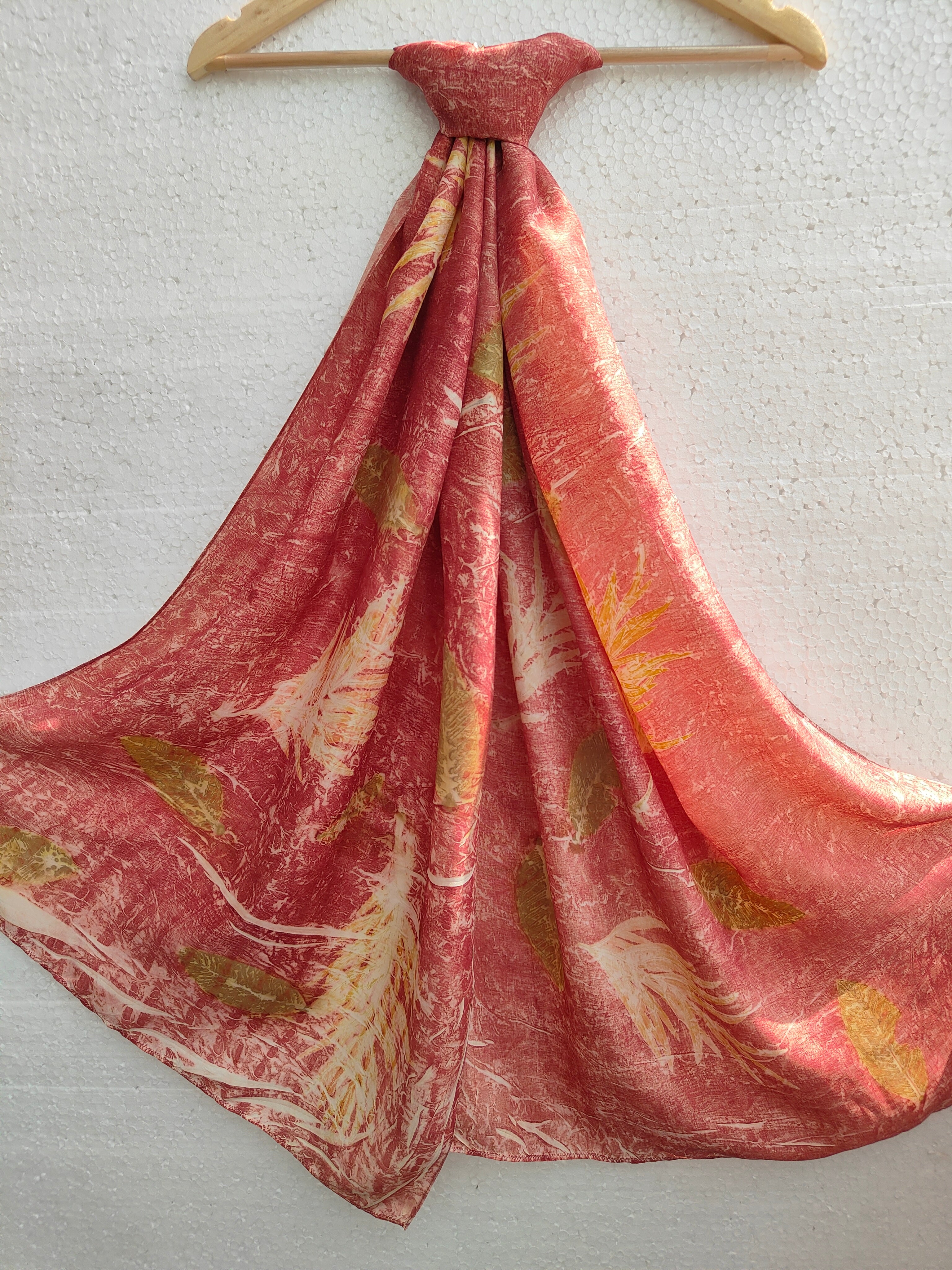 Scarlet Fern Ecoprinted Silk Scarf