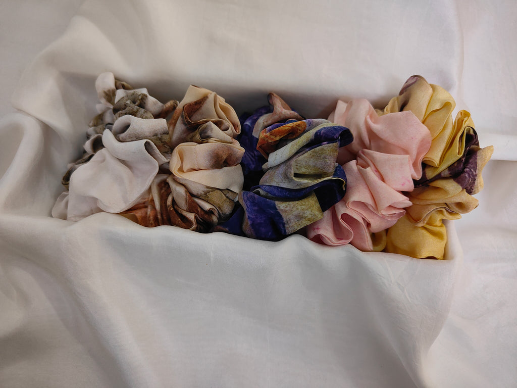 Sunbeam Loop Ecoprinted Silk Scrunchies