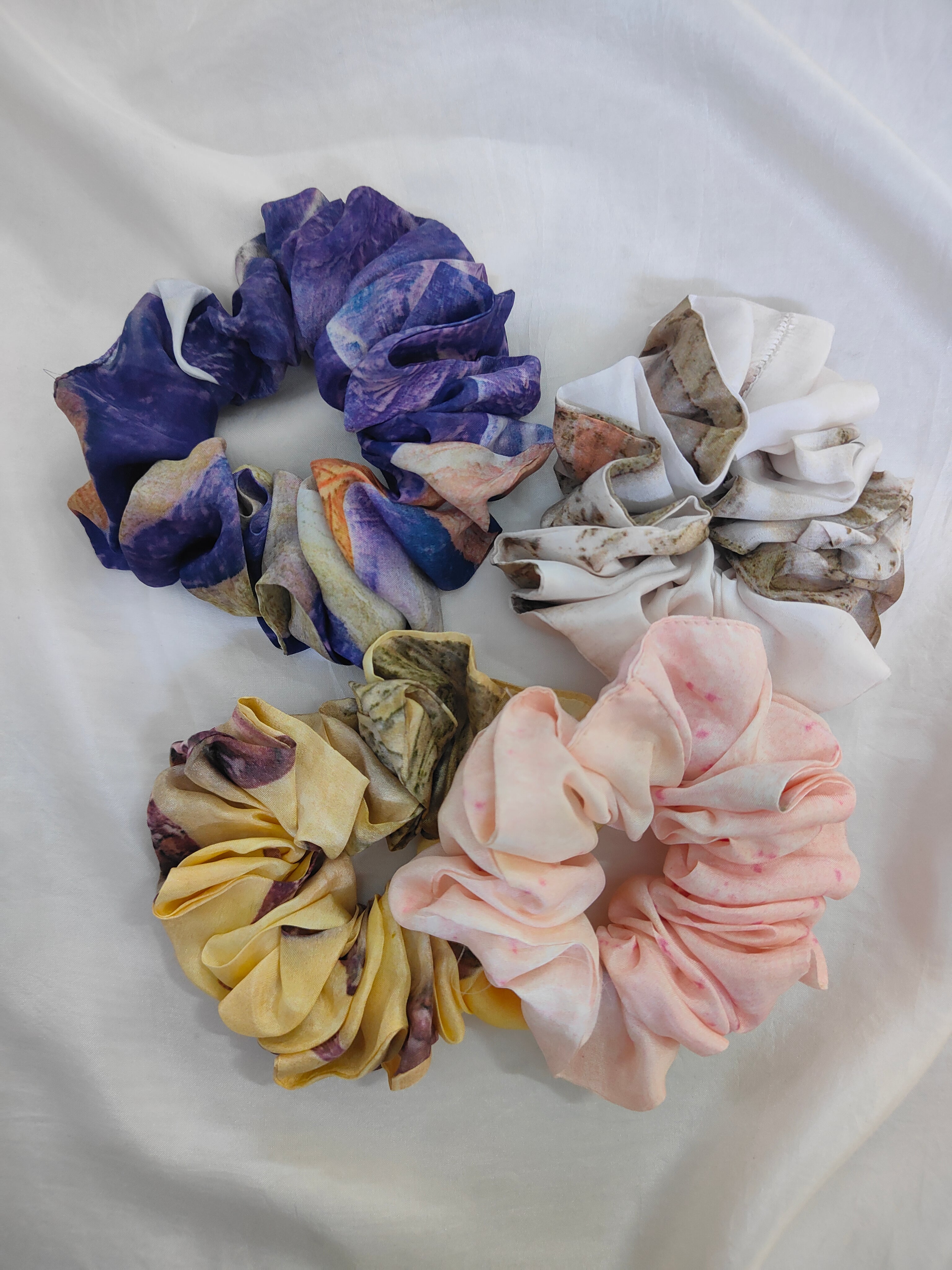Sunbeam Loop Ecoprinted Silk Scrunchies