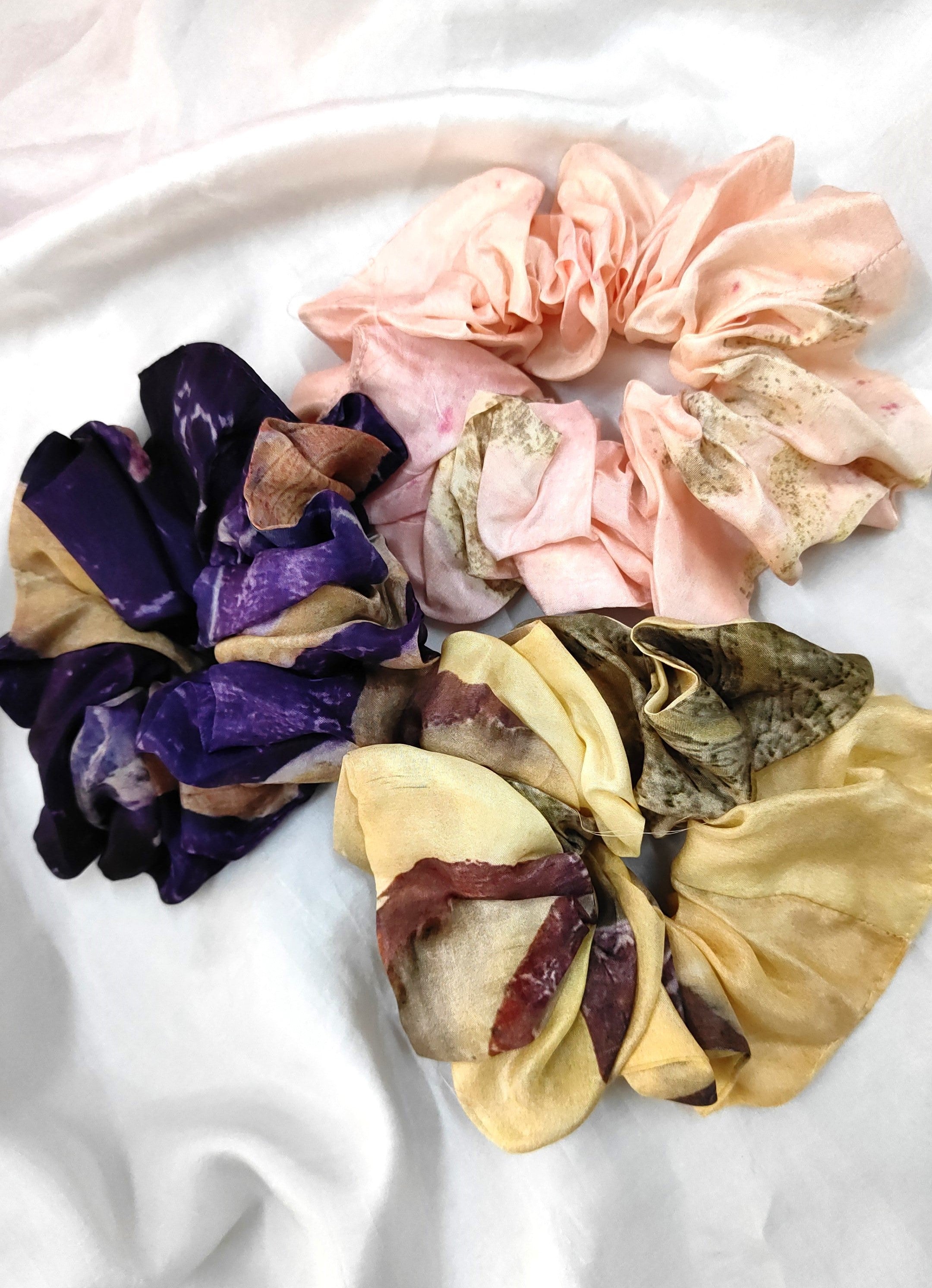 Sunbeam Loop Ecoprinted Silk Scrunchies