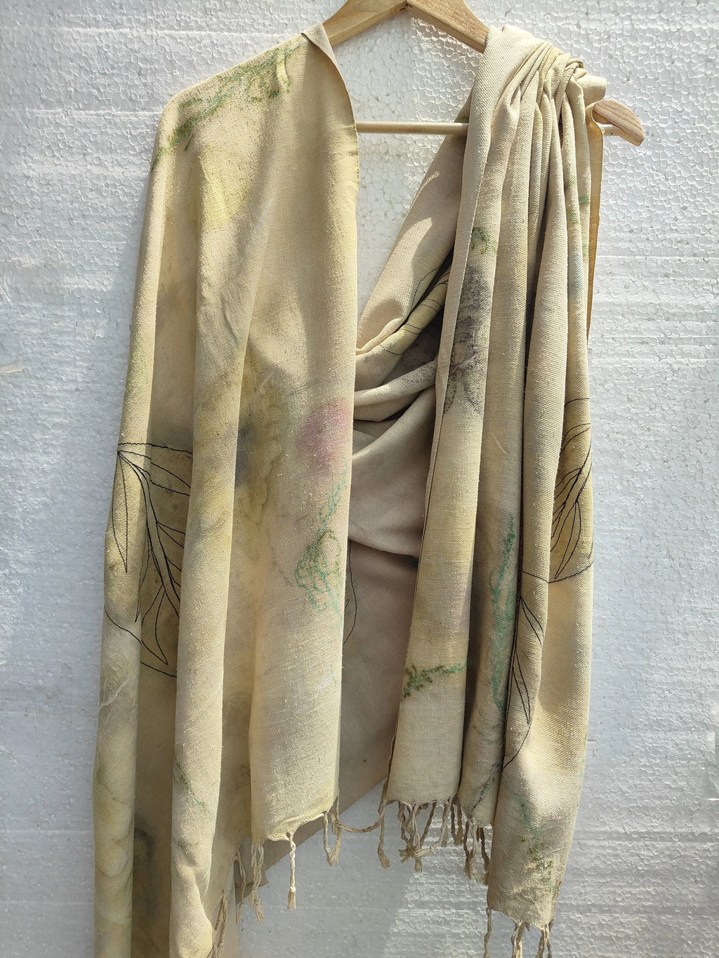 Ecoprinted Ahimsa (Eri) Silk Wrap Scarf