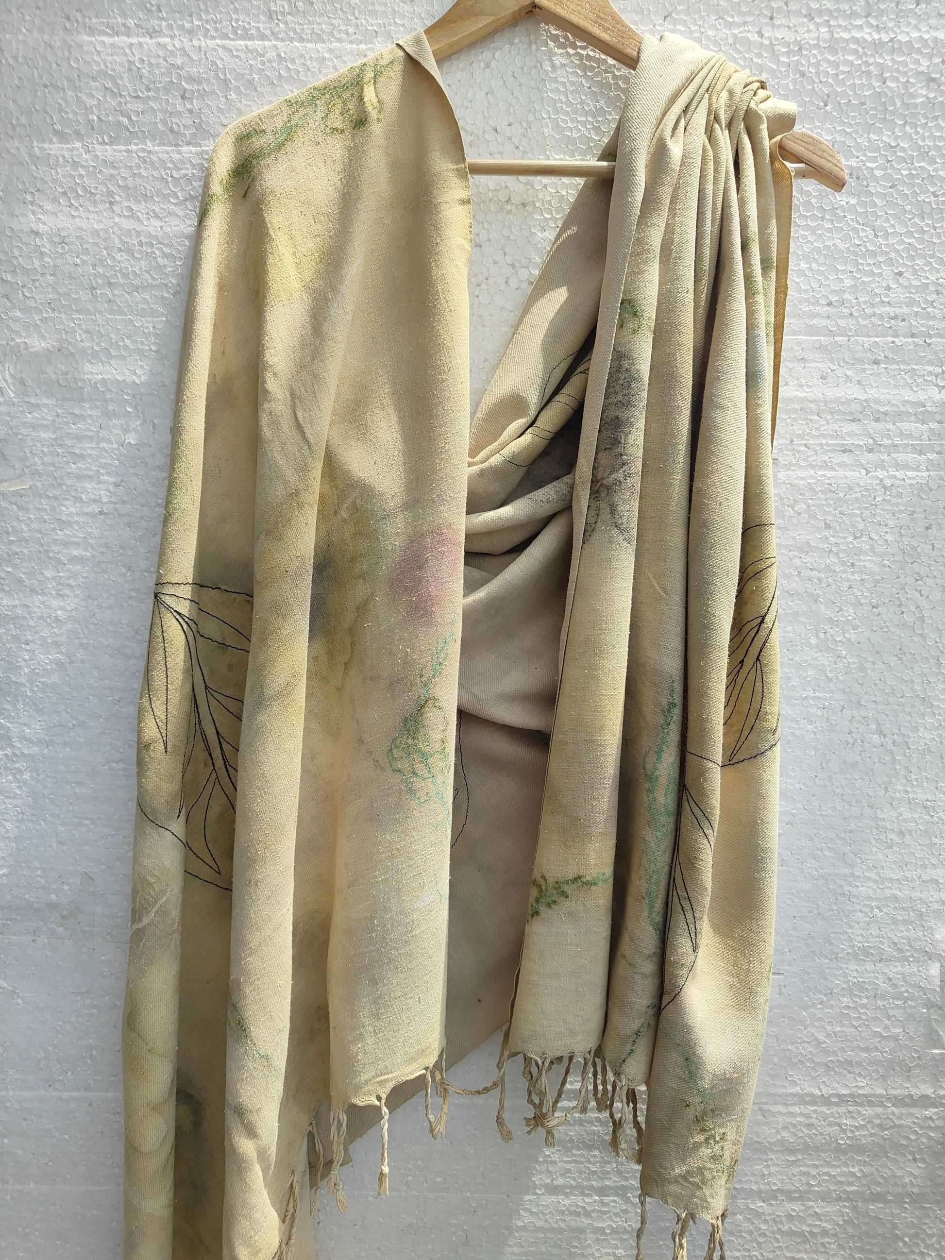 Ecoprinted Ahimsa (Eri) Silk Wrap Scarf