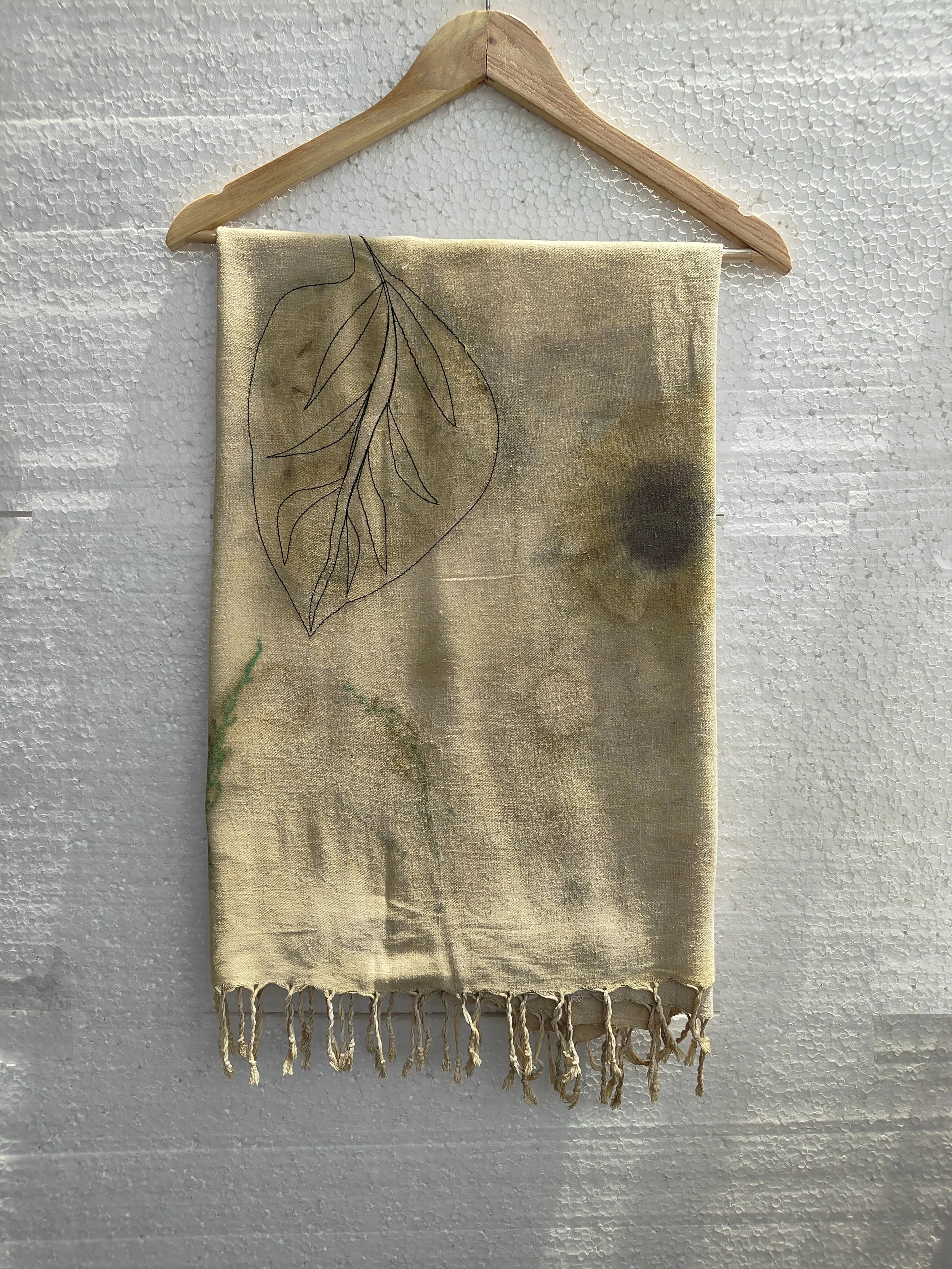 Ecoprinted Ahimsa (Eri) Silk Wrap Scarf