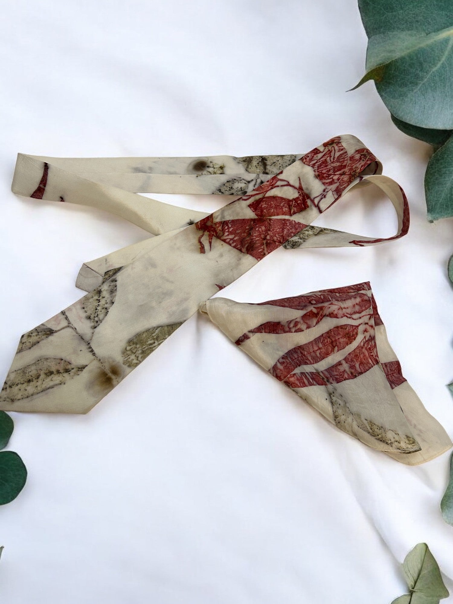 Tansen Tribute Ecoprinted Pure Silk Tie and Pocket Square