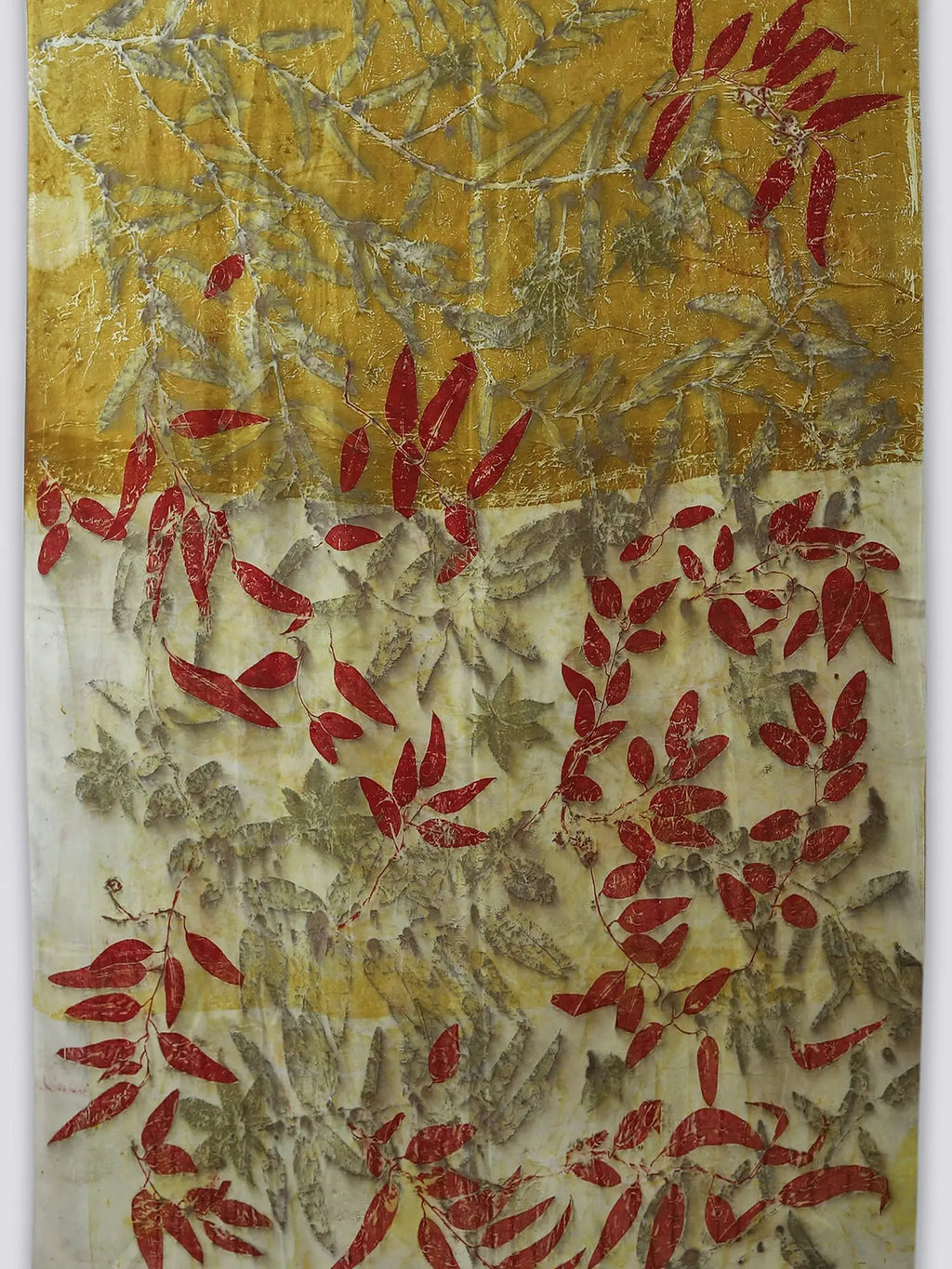 Pallu of Twilight ecoprinted Pure Silk Saree by kokikar 