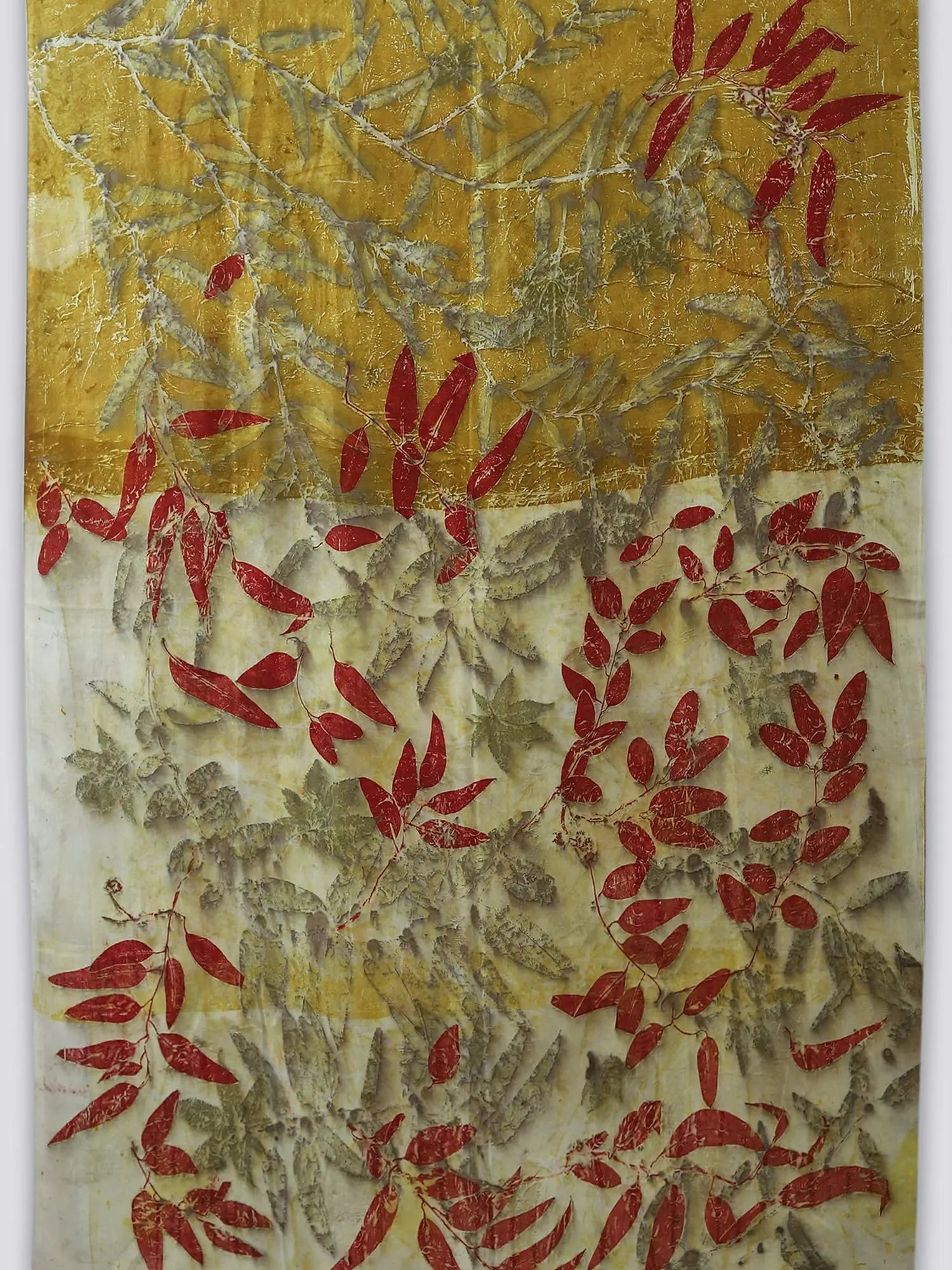 Pallu of Twilight ecoprinted Pure Silk Saree by kokikar 