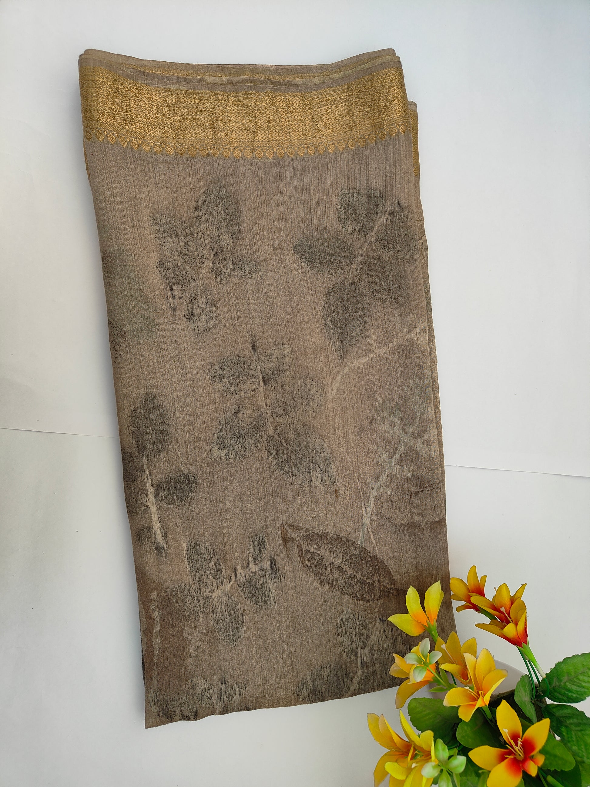Varnika Seasonal Leaf Muga Silk Saree