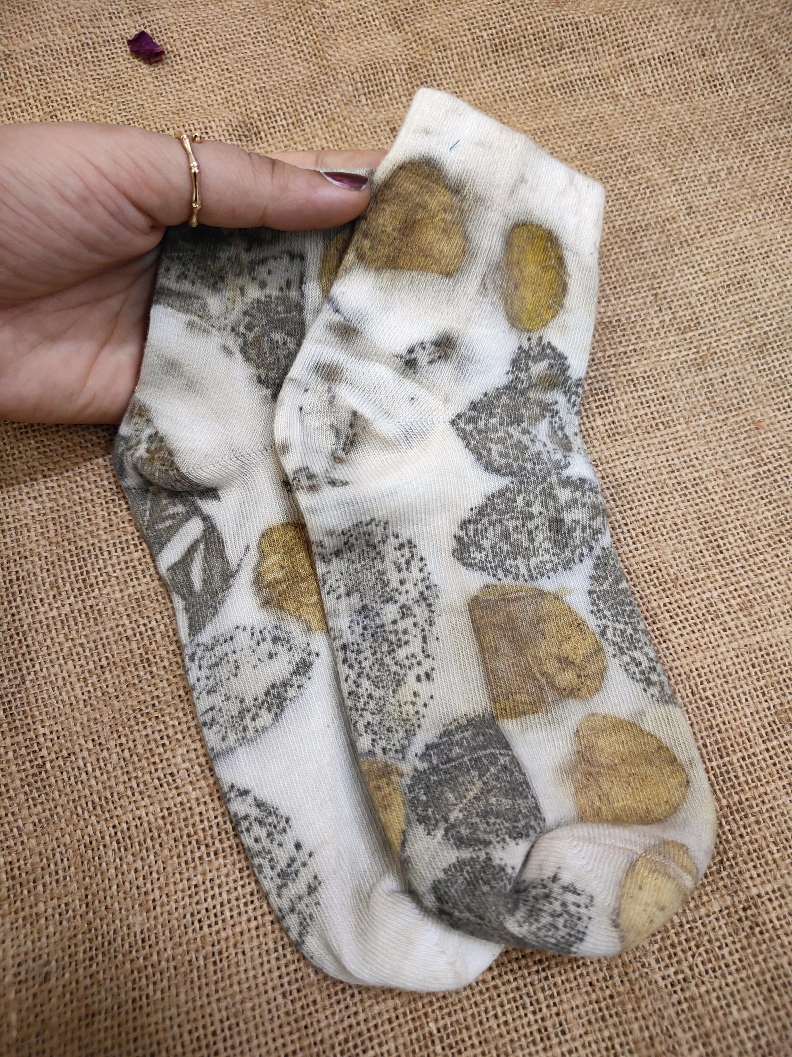 Canvas Ecoprinted Pure Cotton Ecoprinted Socks