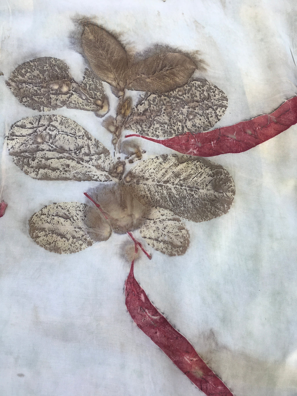 Close up of leaves and red madder on a Kaftan Flared Top