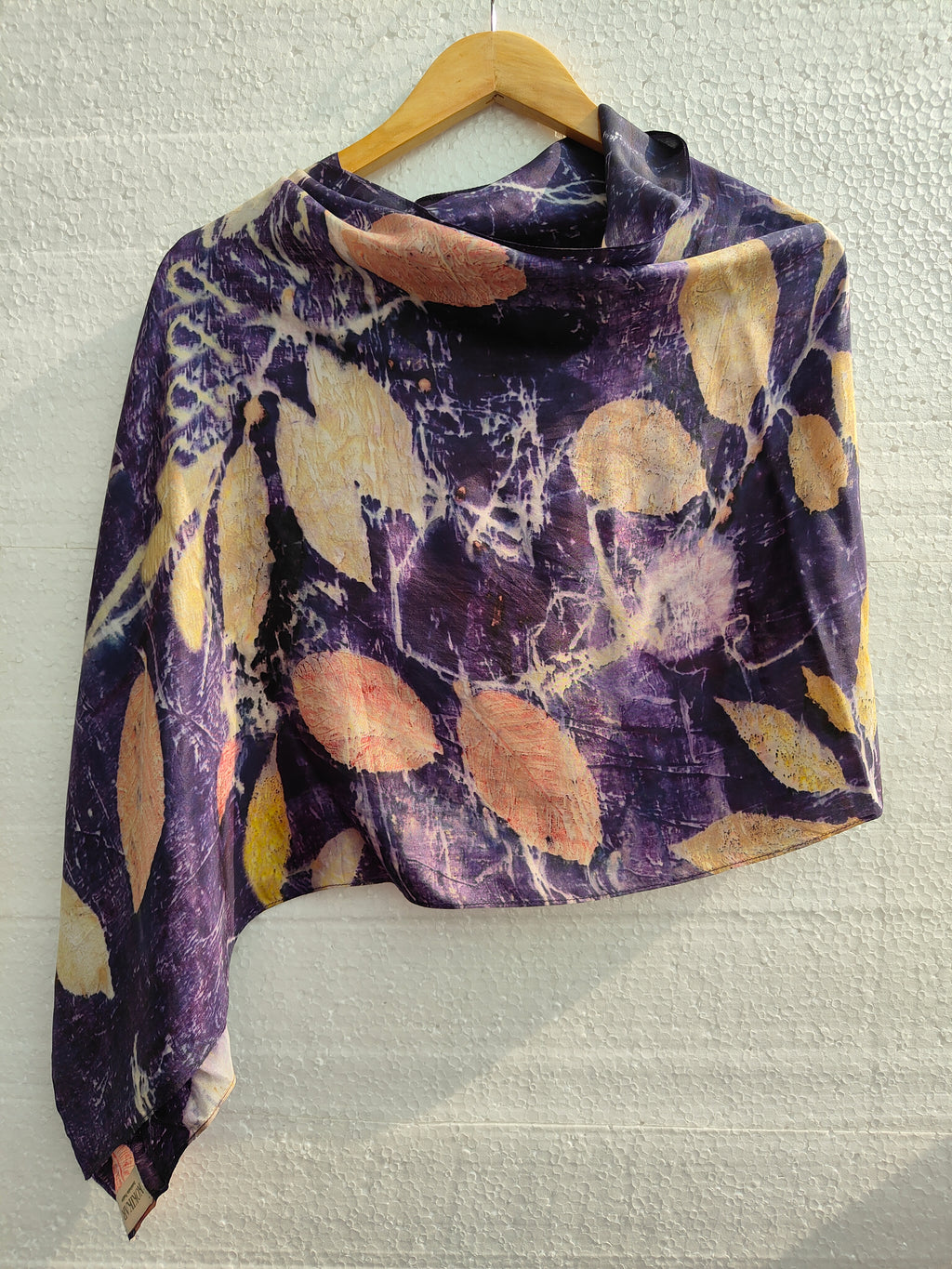logwood ecoprinted pure silk scarf 