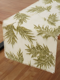Handcrafted oak leaves eco-printed table runner naturally dyed for sustainable dining table décor